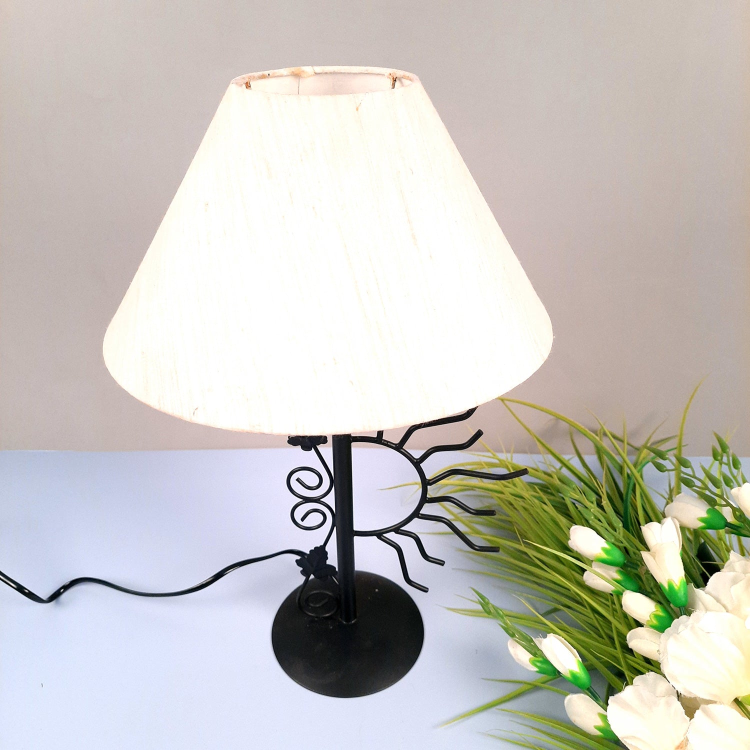 Table Lamp | Bedside Lamp with Shade | Night Lamp Light - for Home Decor, Living Room, Bedroom, Office Decor & Gift - apkamart #color_White