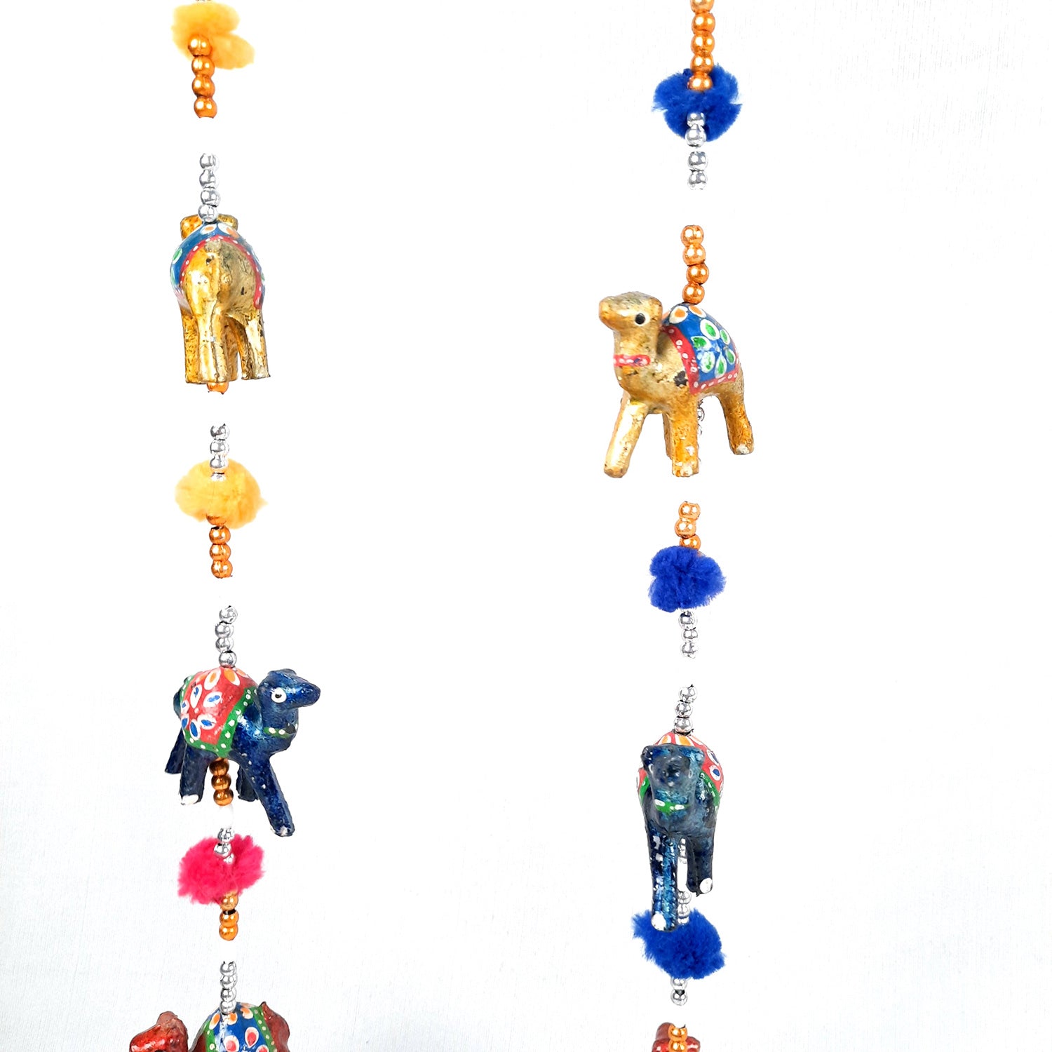 Latkan Toran Wall Hanging | Traditional Hangings with Bells - 5 Camel Design - for Main Door, Entrance, Living Room, Home & Diwali Decoration - 32 Inch - apkamart #Style_Camel