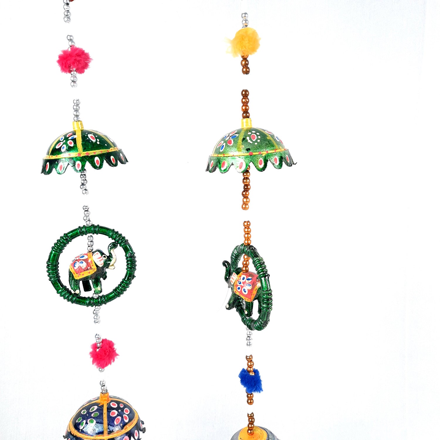 Latkan Toran Wall Hanging | Rajasthani Hangings with Bells - Elephant in Ring Design - for Main Door, Entrance, Wall, Home, Diwali Decoration - 38 Inch - apkamart #Style_Elephant