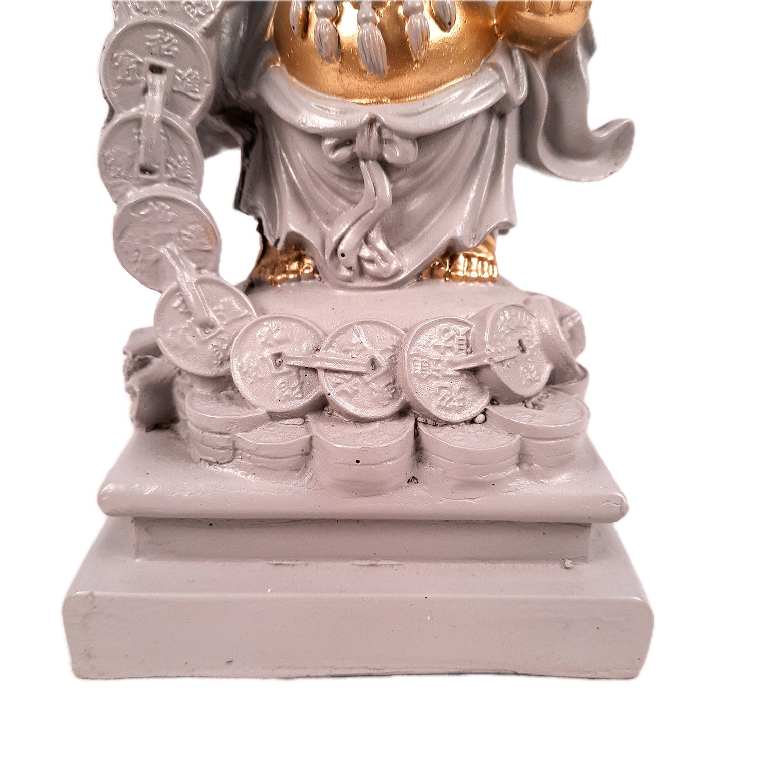 Laughing Buddha Showpiece - Standing On Coins Design - for Home & Table Decor, Health, Wealth & Gift - 9 Inch - apkamart #Style_Design 3