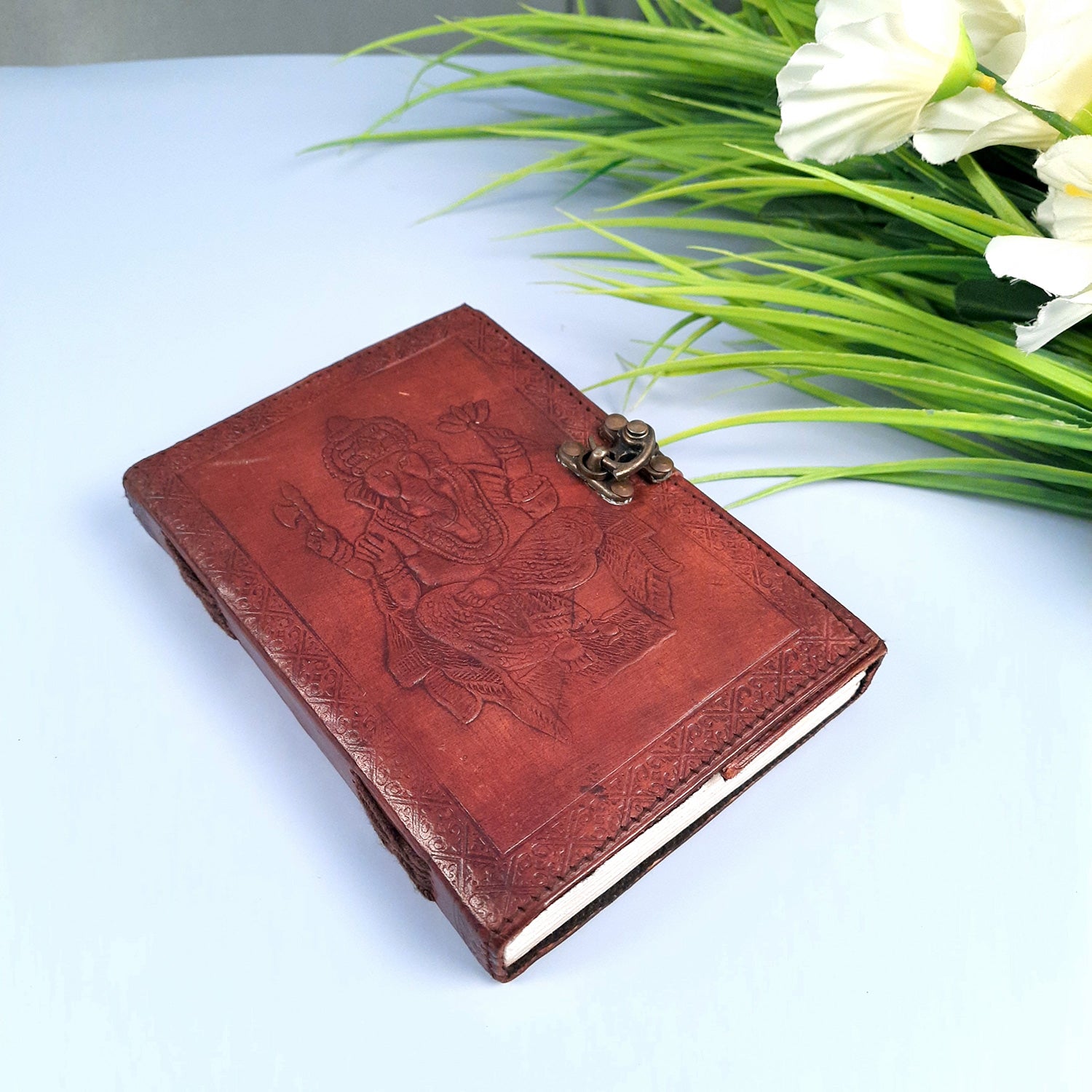 Leather Diary Vintage With Lock | Journal Notebook With Handmade Paper | Personal Traveller's Book, Sketchbook - for Writing, Table, Office, Desk, Study, Corporate Gifts | Gift for Him / Her - apkamart #Style_Design 1