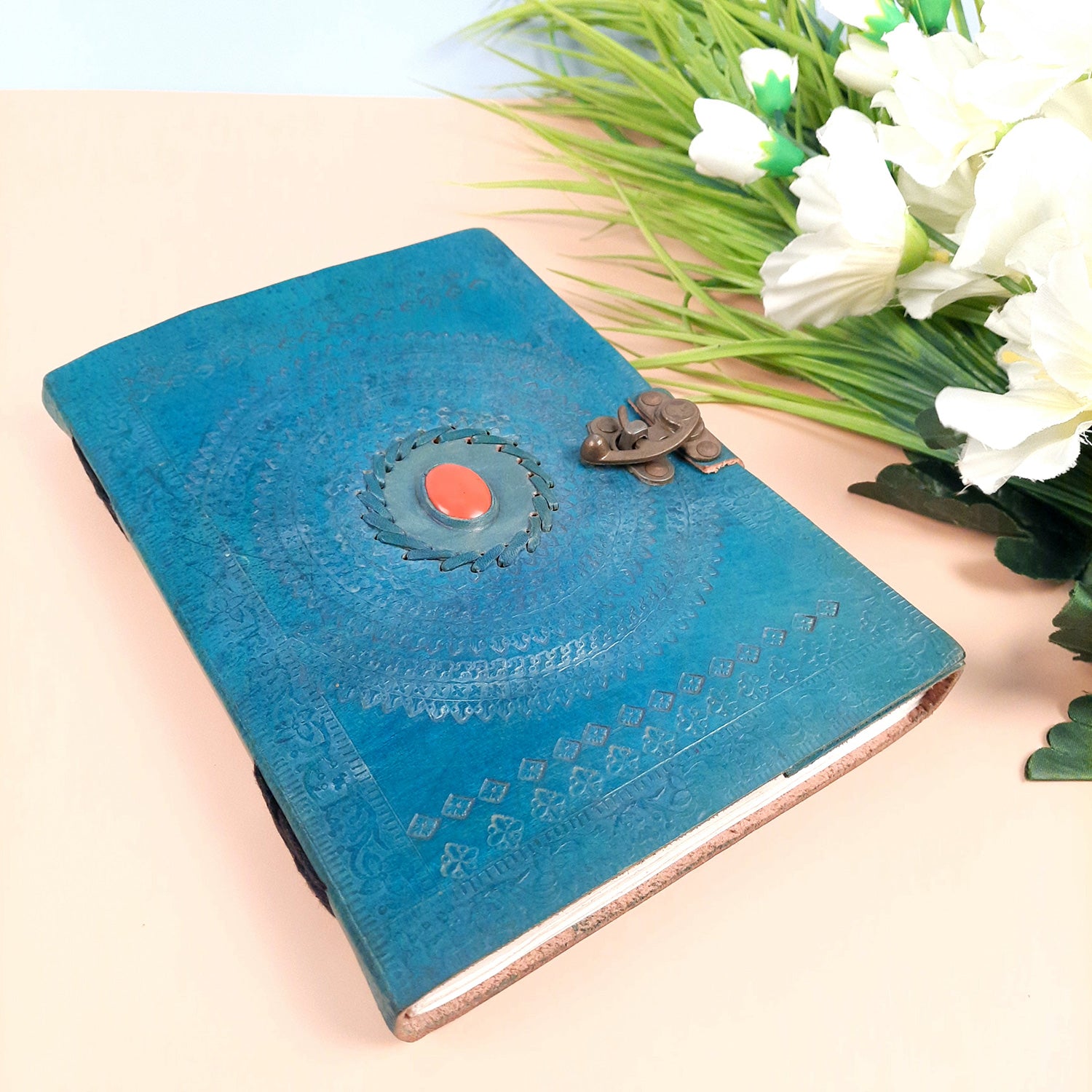 Handmade Paper | Personal Traveller's Book, Sketchbook - for Writing, Table, Office, Desk, Study, Corporate Gifts | Gift for Him / Her - Apkamart #Color_Blue