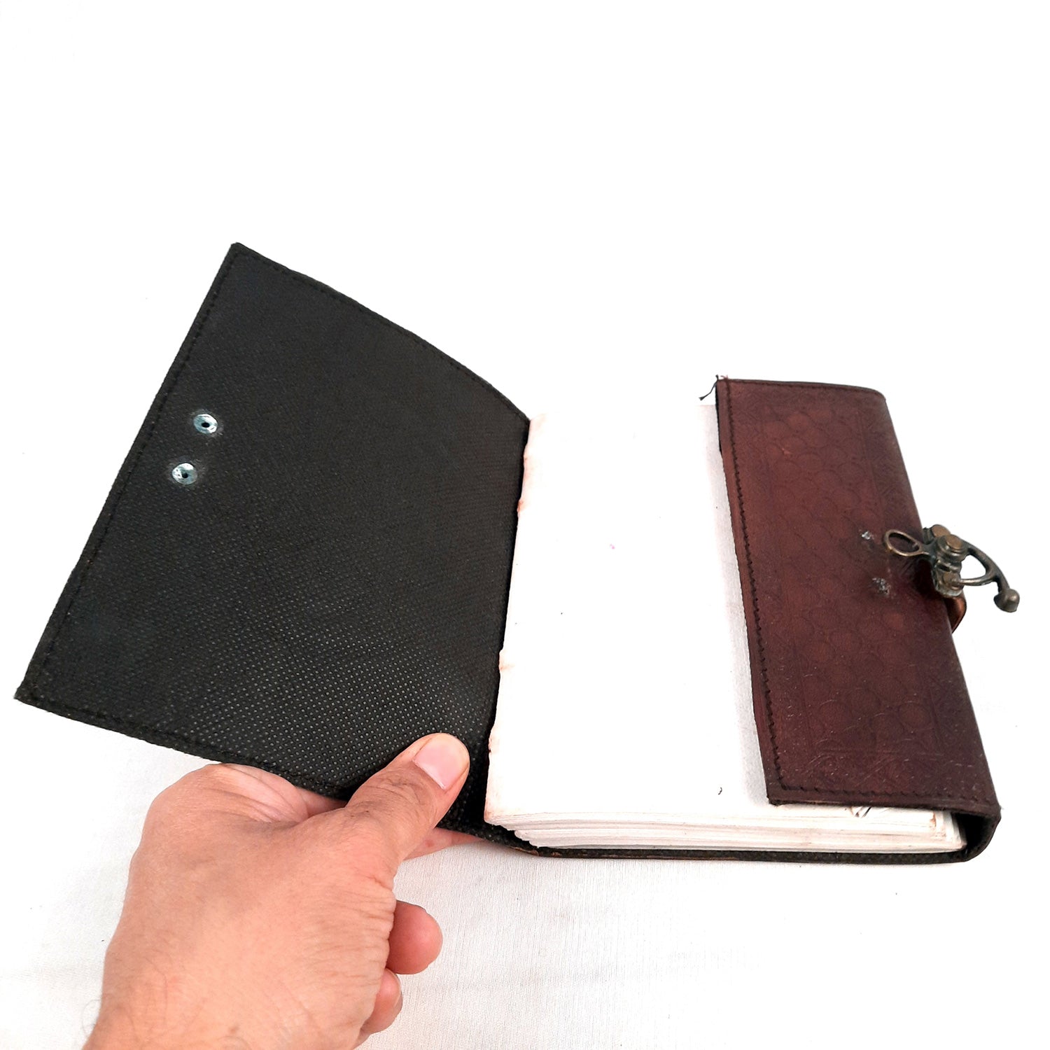 Leather Diary Vintage With Lock | Journal Notebook With Handmade Paper | Personal Traveller's Book, Sketchbook - for Writing, Table, Office, Desk, Study, Corporate Gifts | Gift for Him / Her - apkamart #Style_Design 2