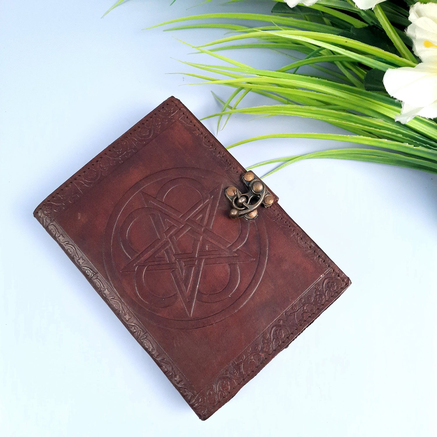 Leather Diary Vintage With Lock | Journal Notebook With Handmade Paper | Personal Traveller's Book, Sketchbook - for Writing, Table, Office, Desk, Study, Corporate Gifts | Gift for Him / Her - apkamart #Style_Design 2