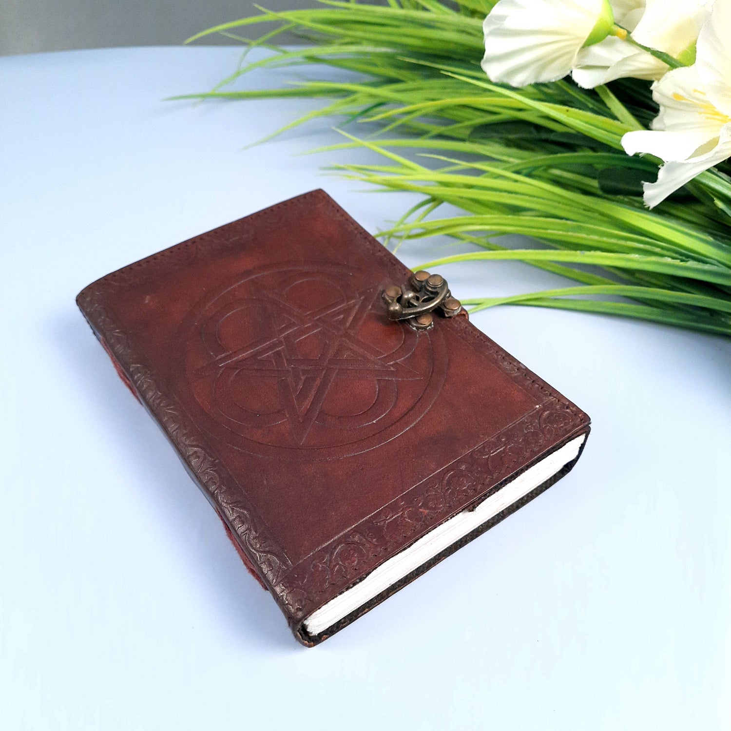 Leather Diary Vintage With Lock | Journal Notebook With Handmade Paper | Personal Traveller's Book, Sketchbook - for Writing, Table, Office, Desk, Study, Corporate Gifts | Gift for Him / Her - apkamart #Style_Design 2