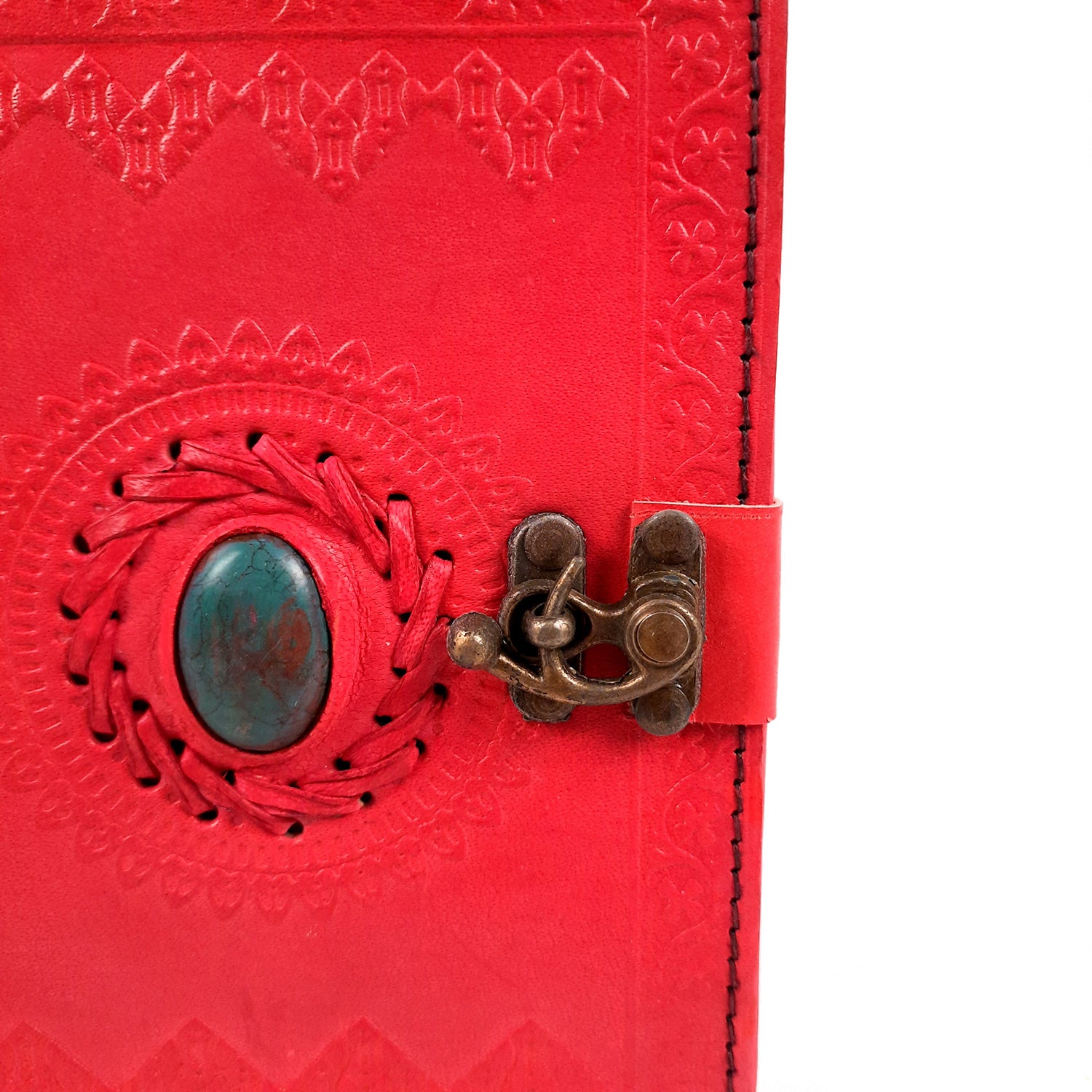 Leather Diary Vintage With Lock | Journal Notebook With Handmade Paper | Personal Traveller's Book, Sketchbook - for Writing, Table, Office, Desk, Study, Corporate Gifts | Gift for Him / Her - apkamart #Color_Red