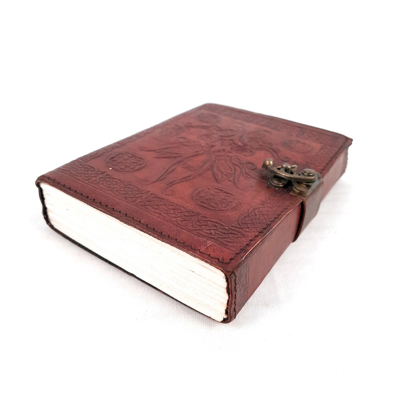 Leather Diary Vintage With Lock | Journal Notebook With Handmade Paper | Personal Traveller's Book, Sketchbook - for Writing, Table, Office, Desk, Study, Corporate Gifts | Gift for Him / Her - 7 Inch