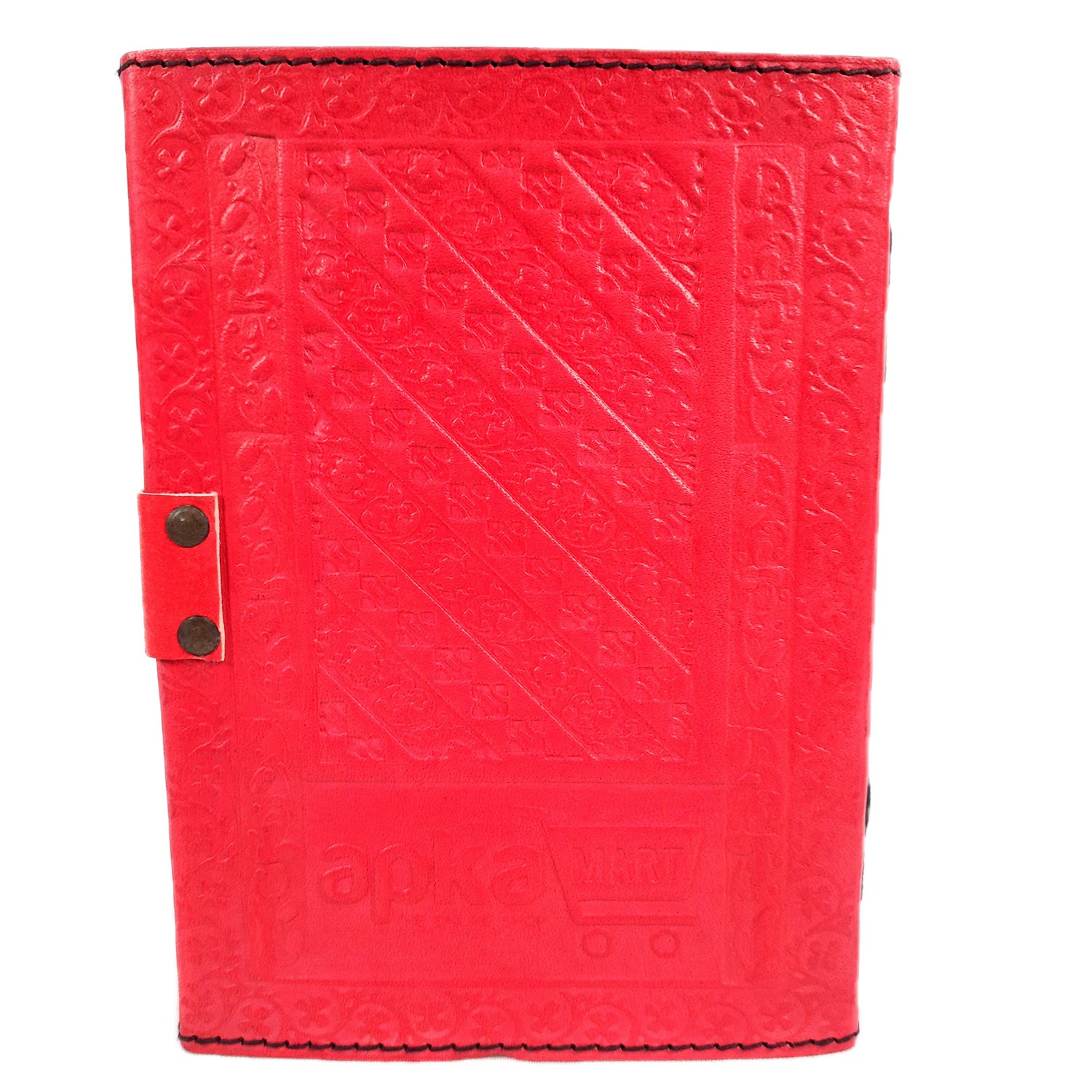 Leather Diary Vintage With Lock | Journal Notebook With Handmade Paper | Personal Traveller's Book, Sketchbook - for Writing, Table, Office, Desk, Study, Corporate Gifts | Gift for Him / Her - apkamart #Color_Red