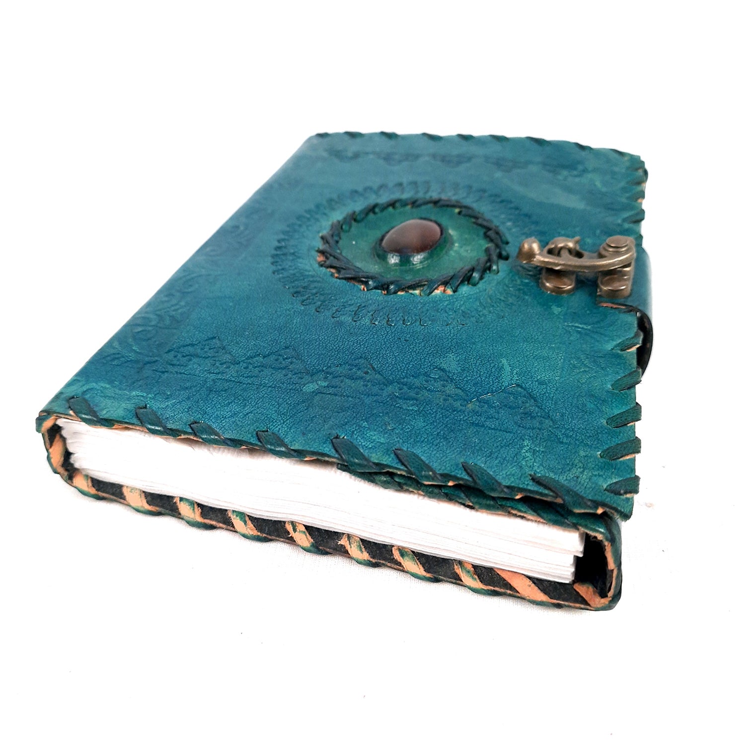 Leather Diary Vintage With Lock | Journal Notebook With Handmade Paper | Personal Traveller's Book, Sketchbook - for Writing, Table, Office, Desk, Study, Corporate Gifts | Gift for Him / Her - apkamart #Color_Blue 1