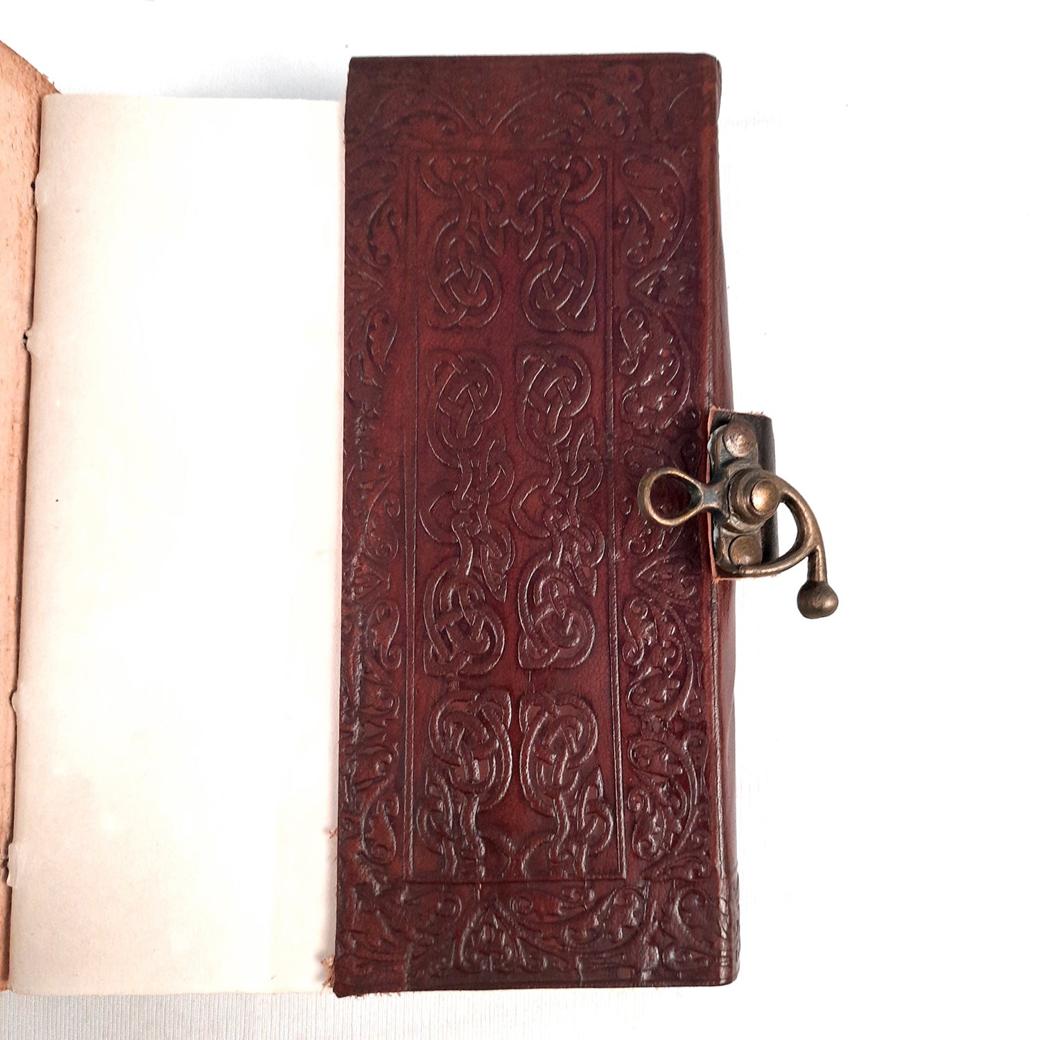 Leather Diary Vintage With Lock | Journal Notebook With Handmade Paper | Personal Traveller's Book, Sketchbook - for Writing, Table, Office, Desk, Study, Corporate Gifts | Gift for Him / Her - apkamart #Color_Brown