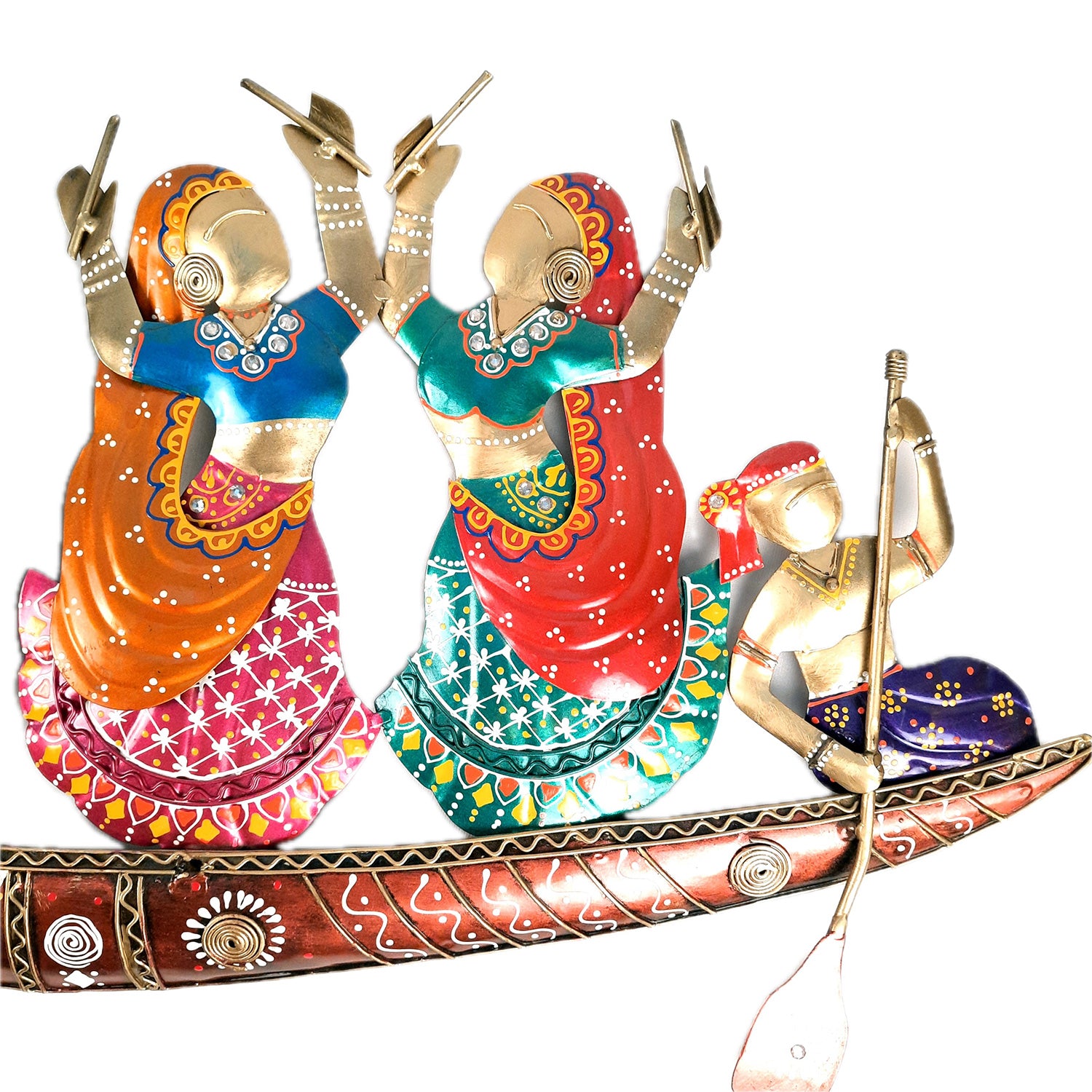 Wall Hanging with LED Lights - Radha Krishna With Gopis Design | Decorative Backlit Metal Wall Decor - For Home, Office, Living Room Wall Decor & Gifts - 33 Inch - apkamart