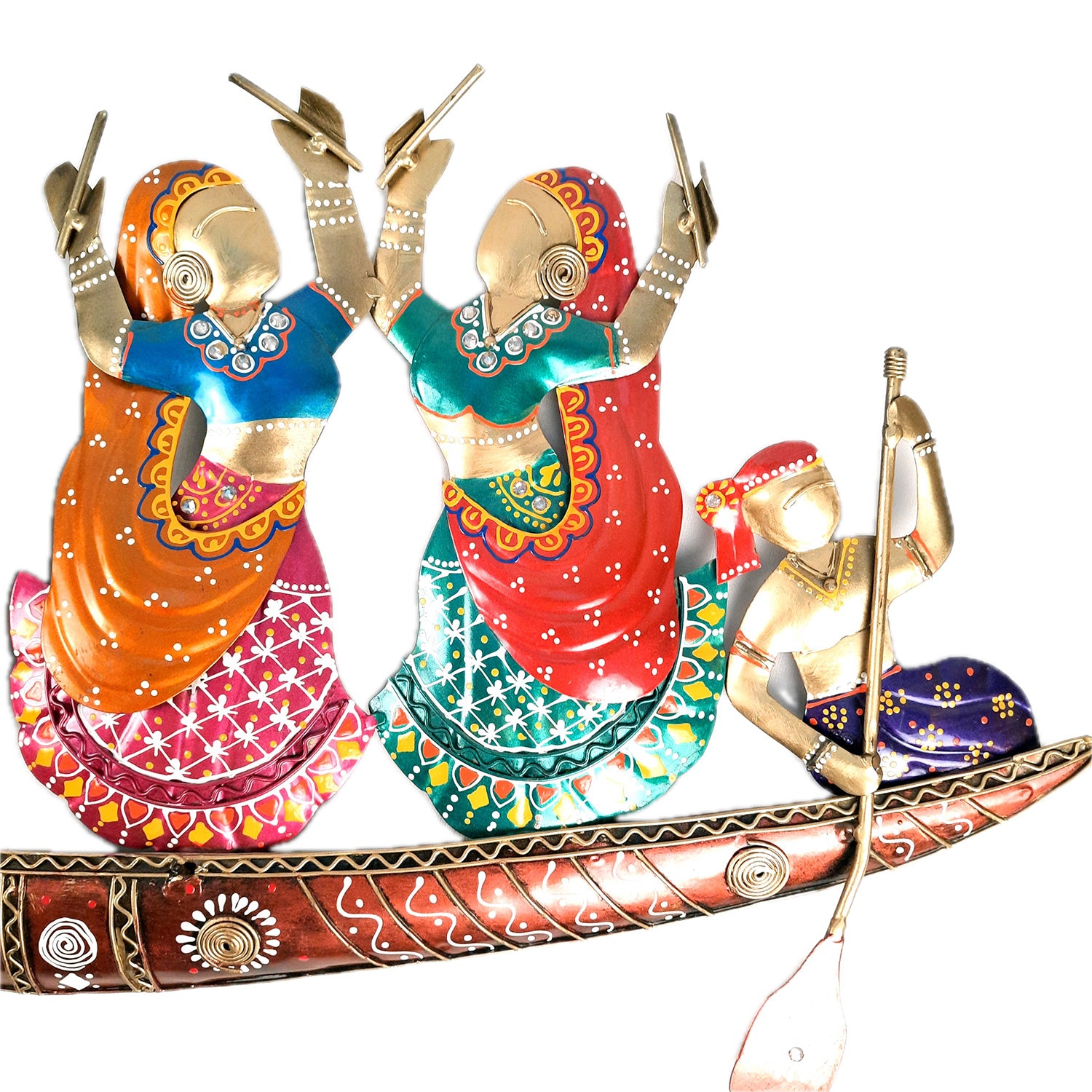 Wall Hanging with LED Lights - Radha Krishna With Gopis Design | Decorative Backlit Metal Wall Decor - For Home, Office, Living Room Wall Decor & Gifts - 33 Inch - apkamart