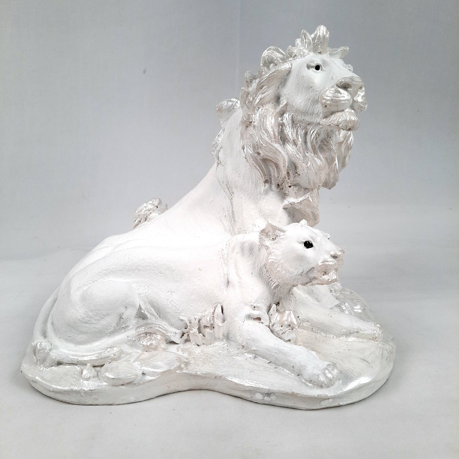 Lion - Lioness Showpiece | Tiger Couple Statue | Animal Figurines Sculpture - for Home Decor, Living Room, Table, Decor & Gifts - apkamart #Color_White