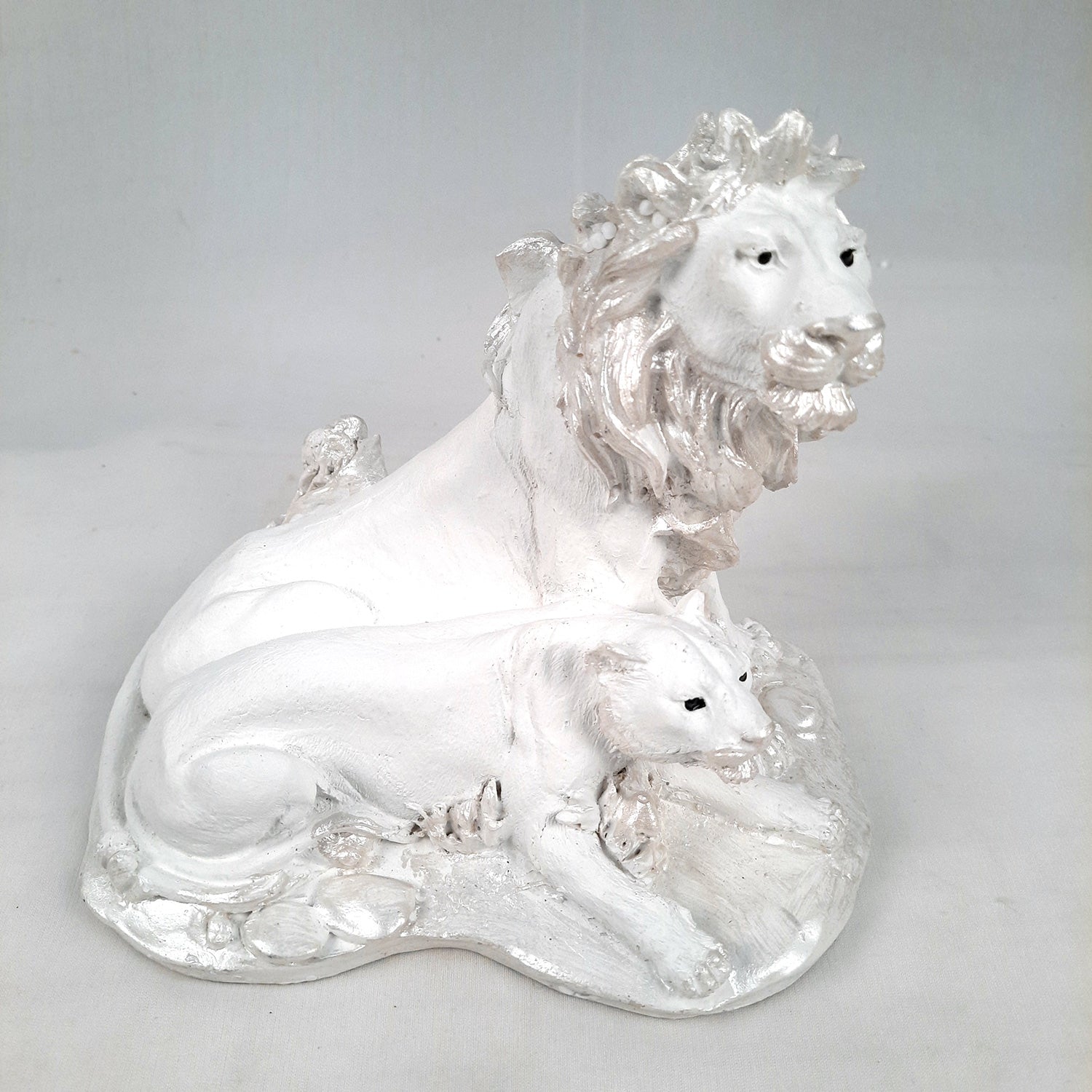 Lion - Lioness Showpiece | Tiger Couple Statue | Animal Figurines Sculpture - for Home Decor, Living Room, Table, Decor & Gifts - apkamart #Color_White