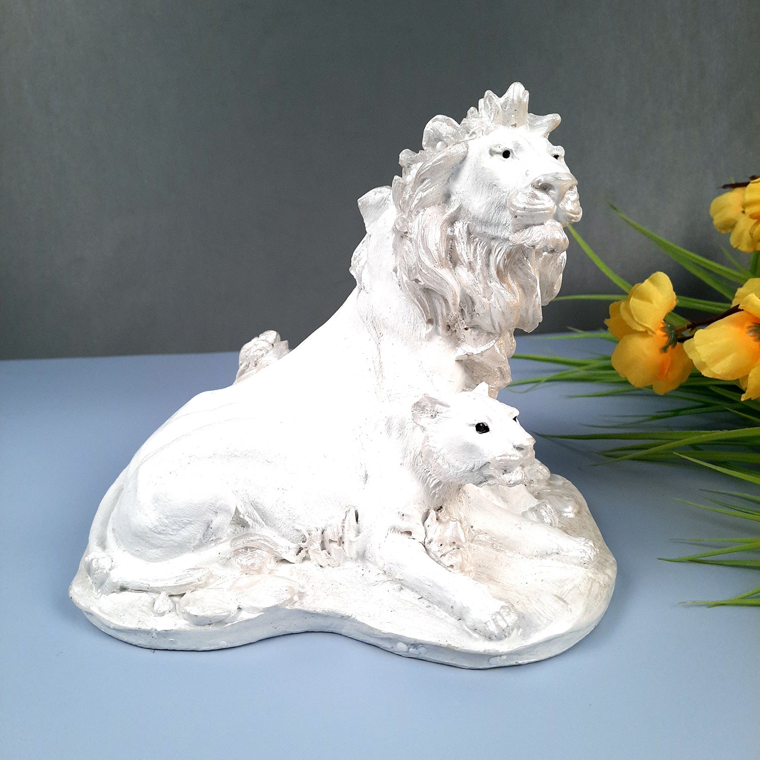 Lion - Lioness Showpiece | Tiger Couple Statue | Animal Figurines Sculpture - for Home Decor, Living Room, Table, Decor & Gifts - apkamart #Color_White