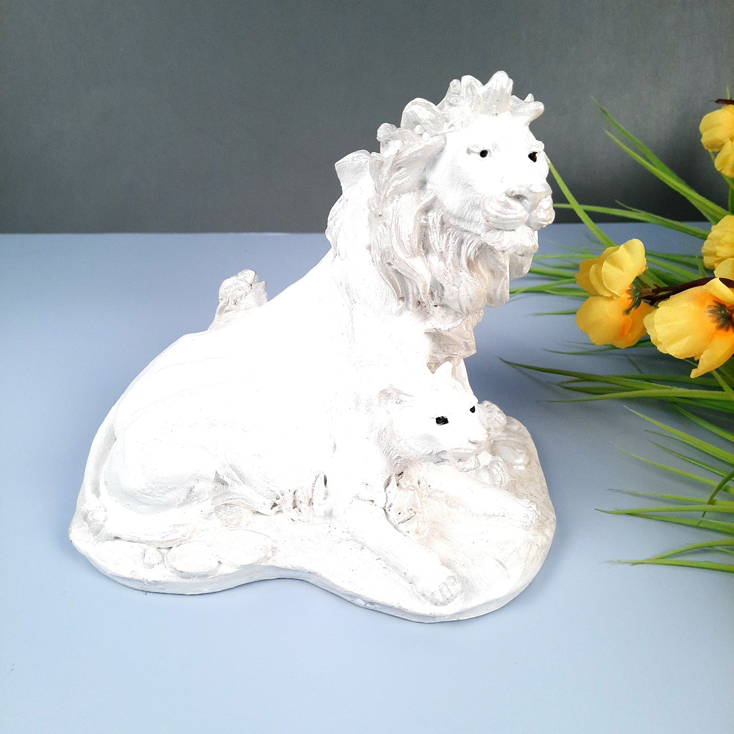 Lion - Lioness Showpiece | Tiger Couple Statue | Animal Figurines Sculpture - for Home Decor, Living Room, Table, Decor & Gifts - apkamart #Color_White