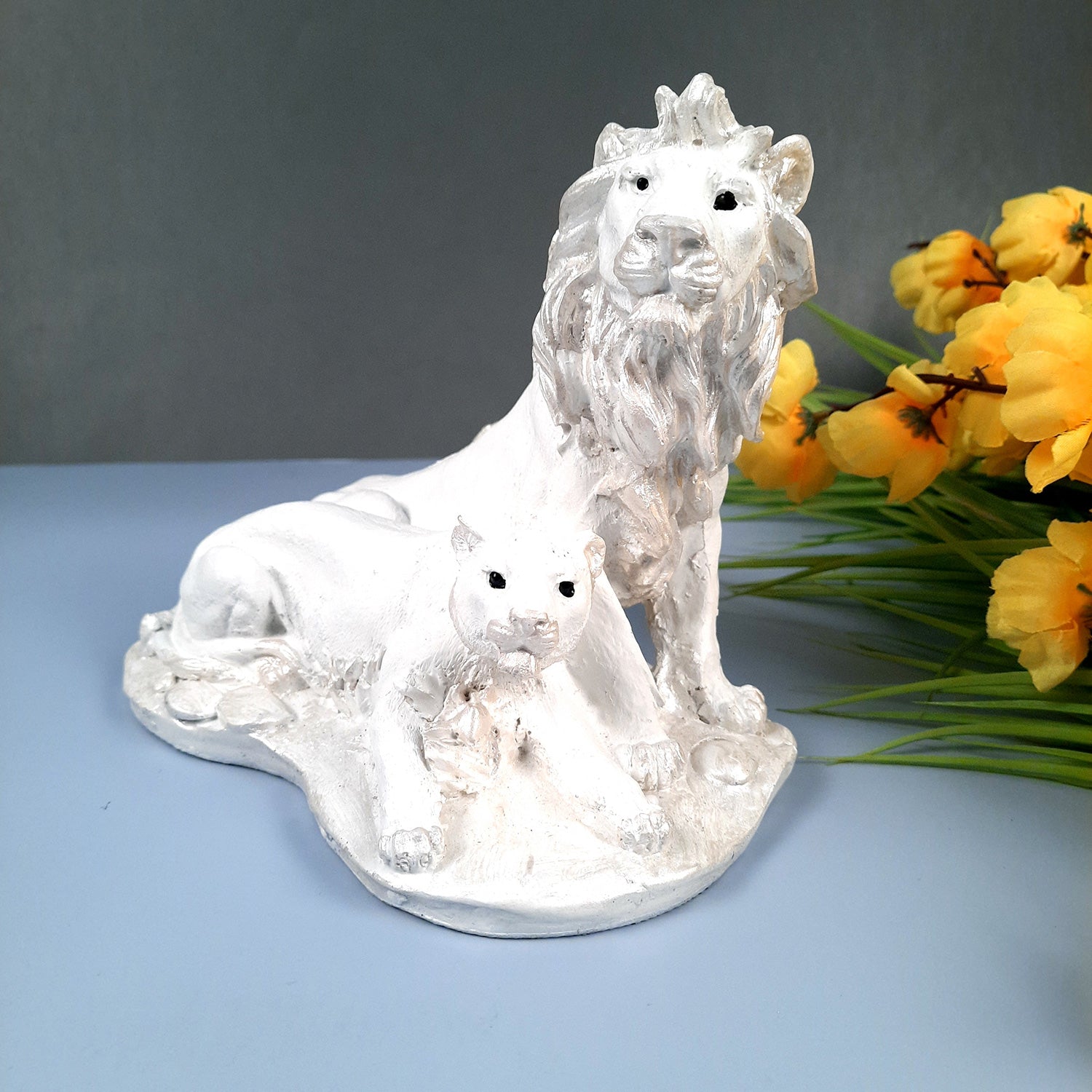 Lion - Lioness Showpiece | Tiger Couple Statue | Animal Figurines Sculpture - for Home Decor, Living Room, Table, Decor & Gifts - apkamart #Color_White