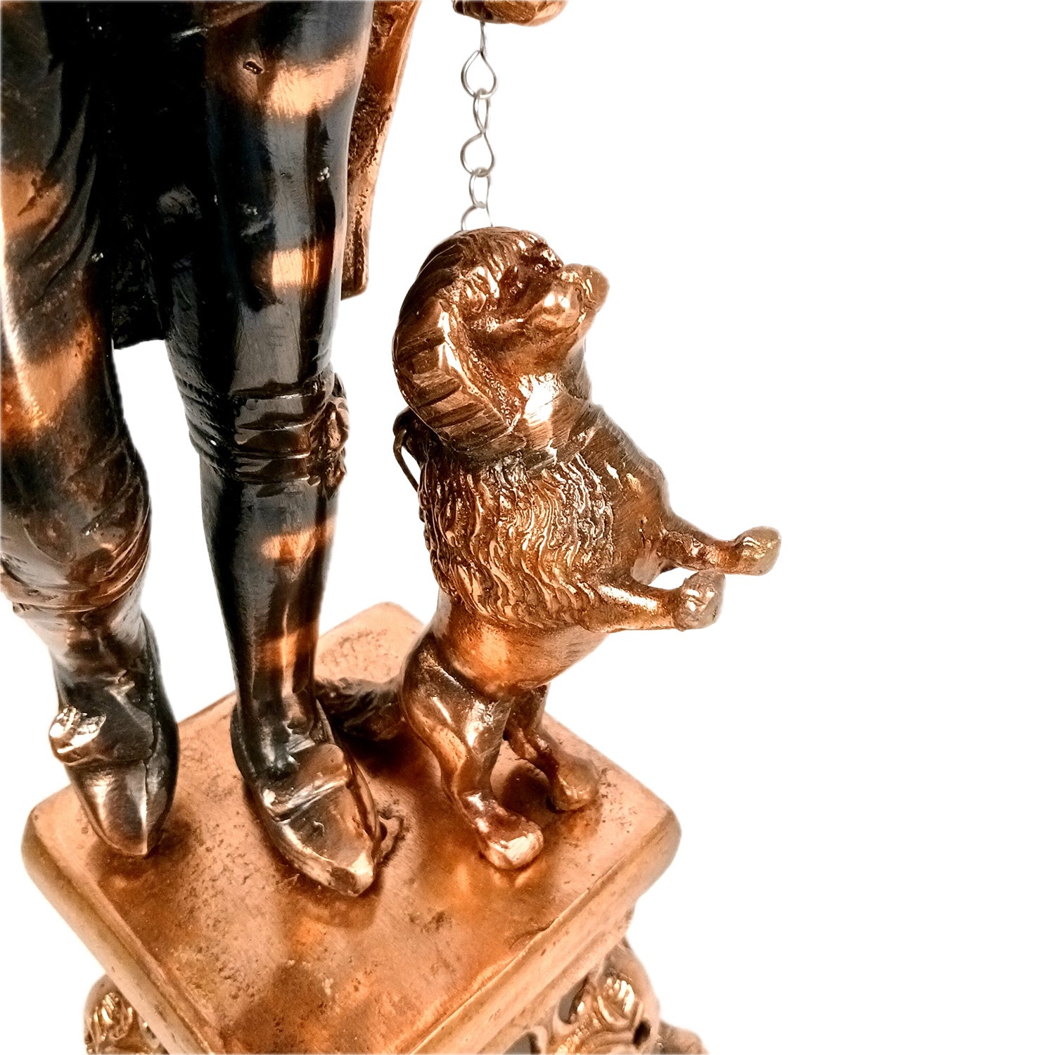 English Man With Dog & Lantern Statue | Antique Village Man Big Showpiece With Lalten - For Home, Corner, Living room Decor & Gifts - 26 Inch - Apkamart