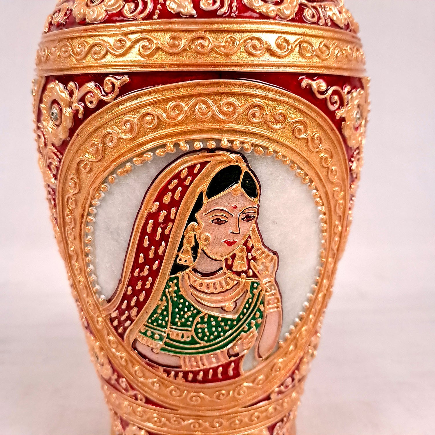 Flower Vase | Pots for Flowers - Marble With Intricate Handwork, Rich Detailing And Woman Design - For Tabletop, Living Room, Home & Office Decoration | Centerpiece for Table Decoration |Vases for Gifts - 9 Inch - Apkamart