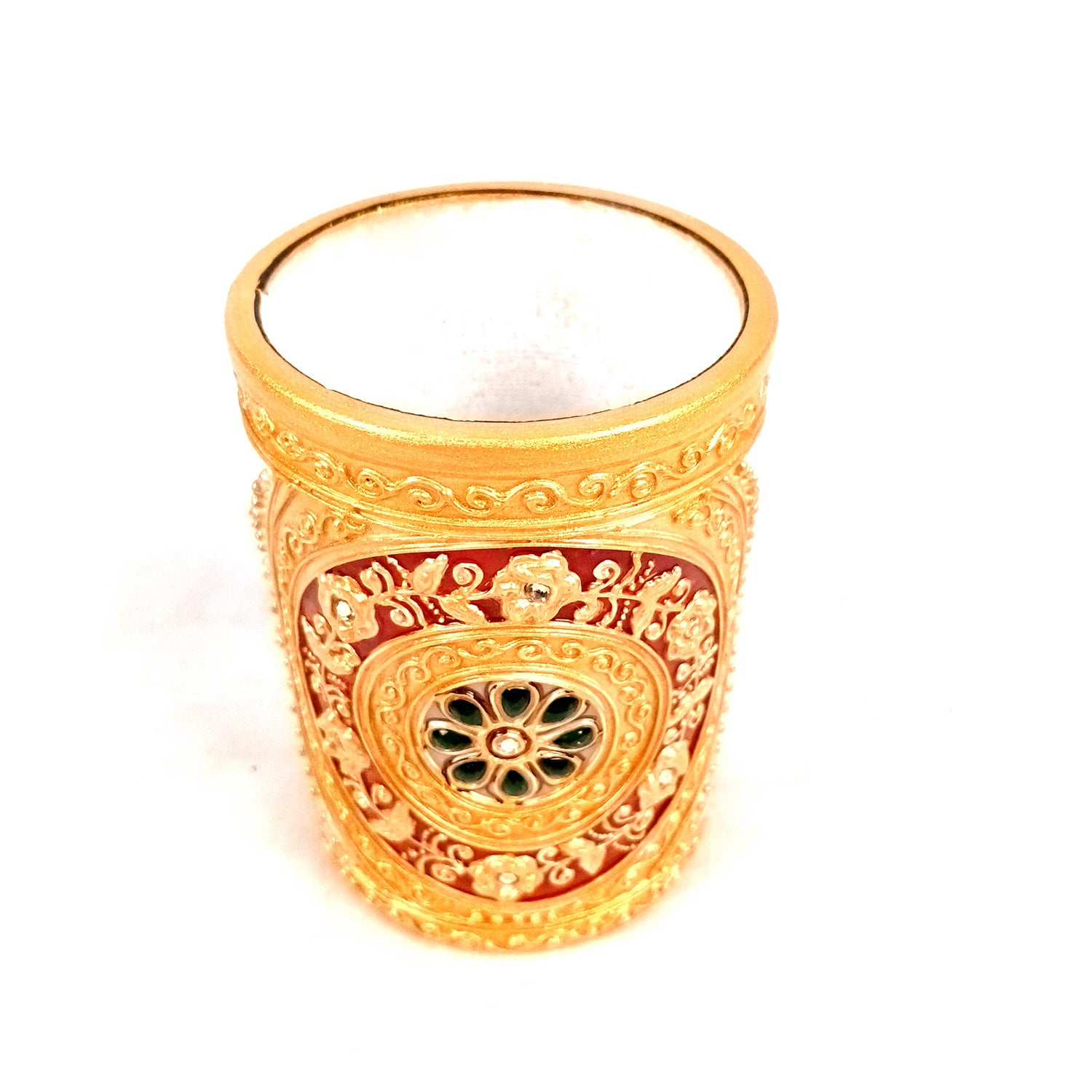 Multipurpose Holder for Cutlery, Napkin | Marble Decorative Stand with Heavy Golden Emboss & Kundan Work - for Home, Office, Table, Dining, Kitchen Decor & Gifts - 4 Inch - Apkamart #Style_Design 1