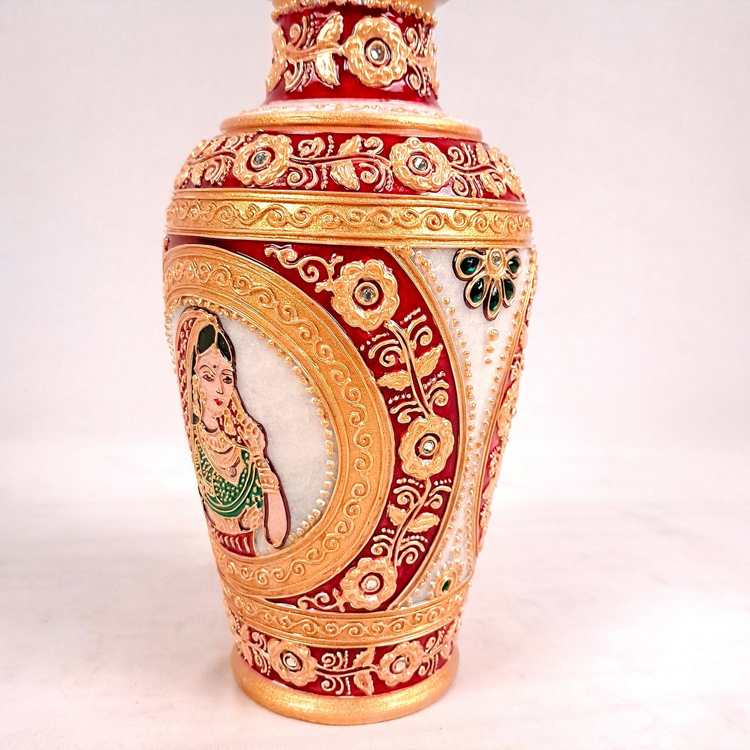 Flower Vase | Pots for Flowers - Marble With Intricate Handwork, Rich Detailing And Woman Design - For Tabletop, Living Room, Home & Office Decoration | Centerpiece for Table Decoration |Vases for Gifts - 9 Inch - Apkamart