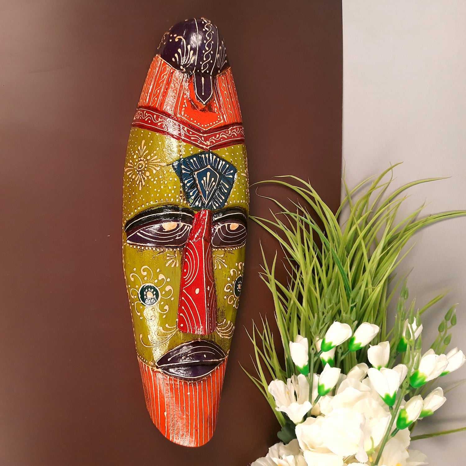 Mask Wall Hanging |Nazar Battu | Tribal Masks for Home Entrance & Living Room - for Home, Door, Hall-Way, Entrance, Balcony Decoration - 18 Inch - Apkamart #Style_Pack of 1