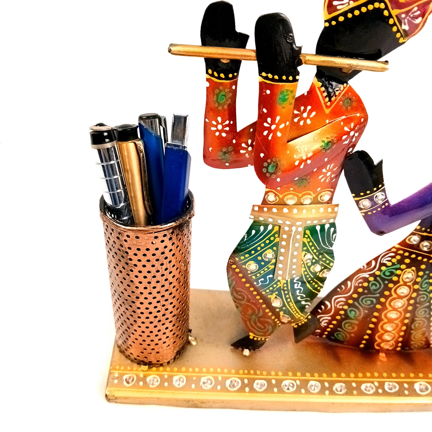 Radha Krishna Pen Holder | Desk Organizer | Multipurpose Holders Stand - For Stationary Gifts, Table, Desk Organizing, Home, Office Decor & Corporate Gifts - apkamart