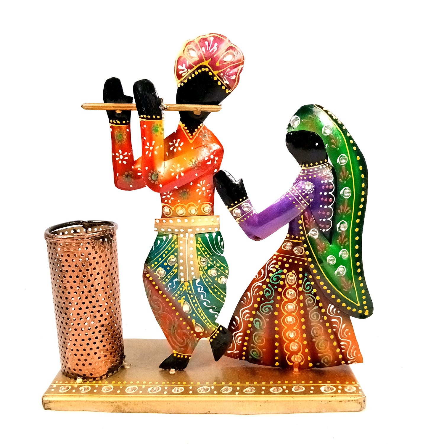 Radha Krishna Pen Holder | Desk Organizer | Multipurpose Holders Stand - For Stationary Gifts, Table, Desk Organizing, Home, Office Decor & Corporate Gifts - apkamart