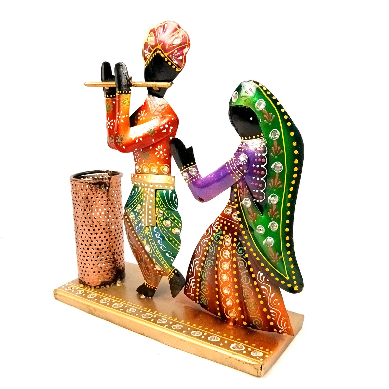 Radha Krishna Pen Holder | Desk Organizer | Multipurpose Holders Stand - For Stationary Gifts, Table, Desk Organizing, Home, Office Decor & Corporate Gifts - apkamart