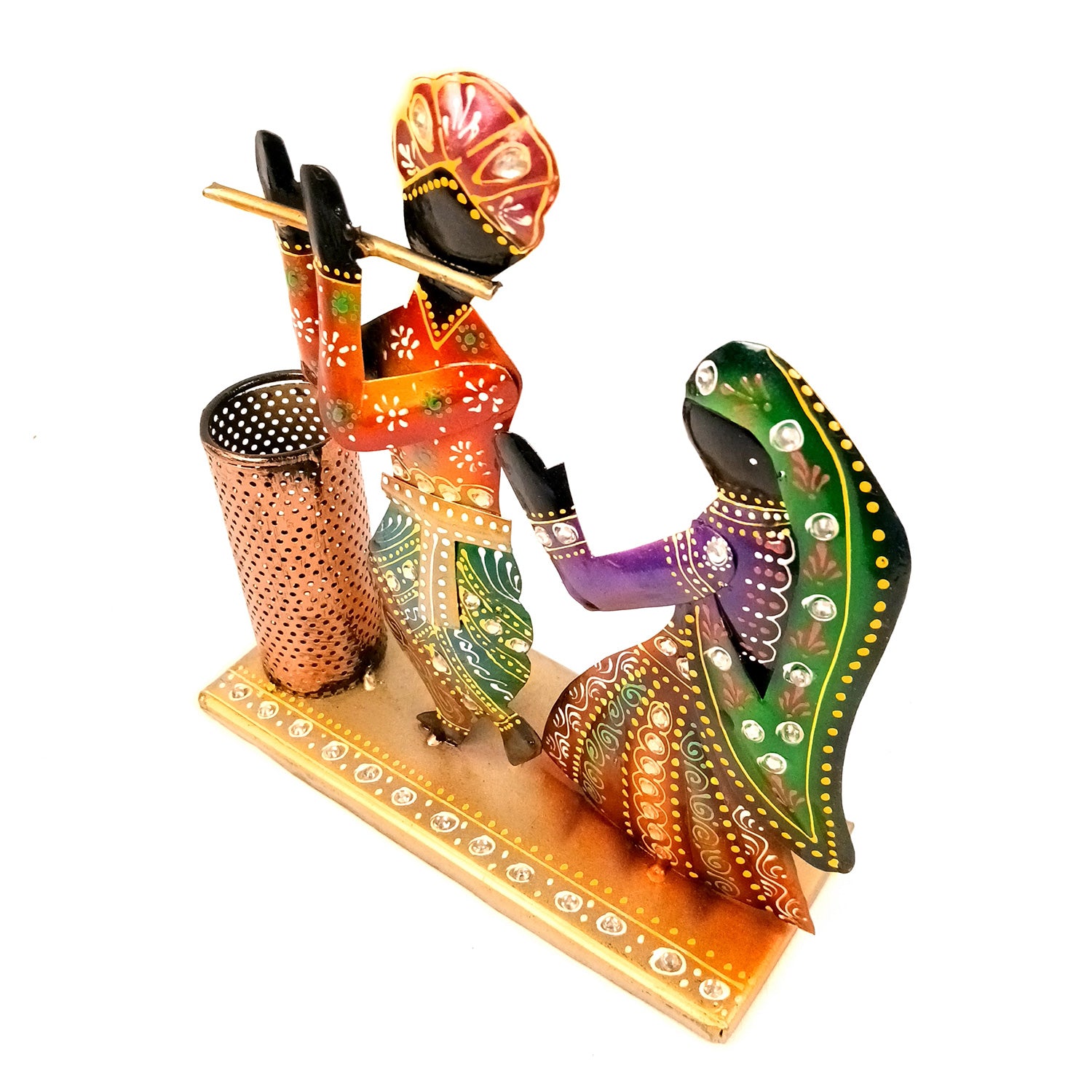 Radha Krishna Pen Holder | Desk Organizer | Multipurpose Holders Stand - For Stationary Gifts, Table, Desk Organizing, Home, Office Decor & Corporate Gifts - apkamart