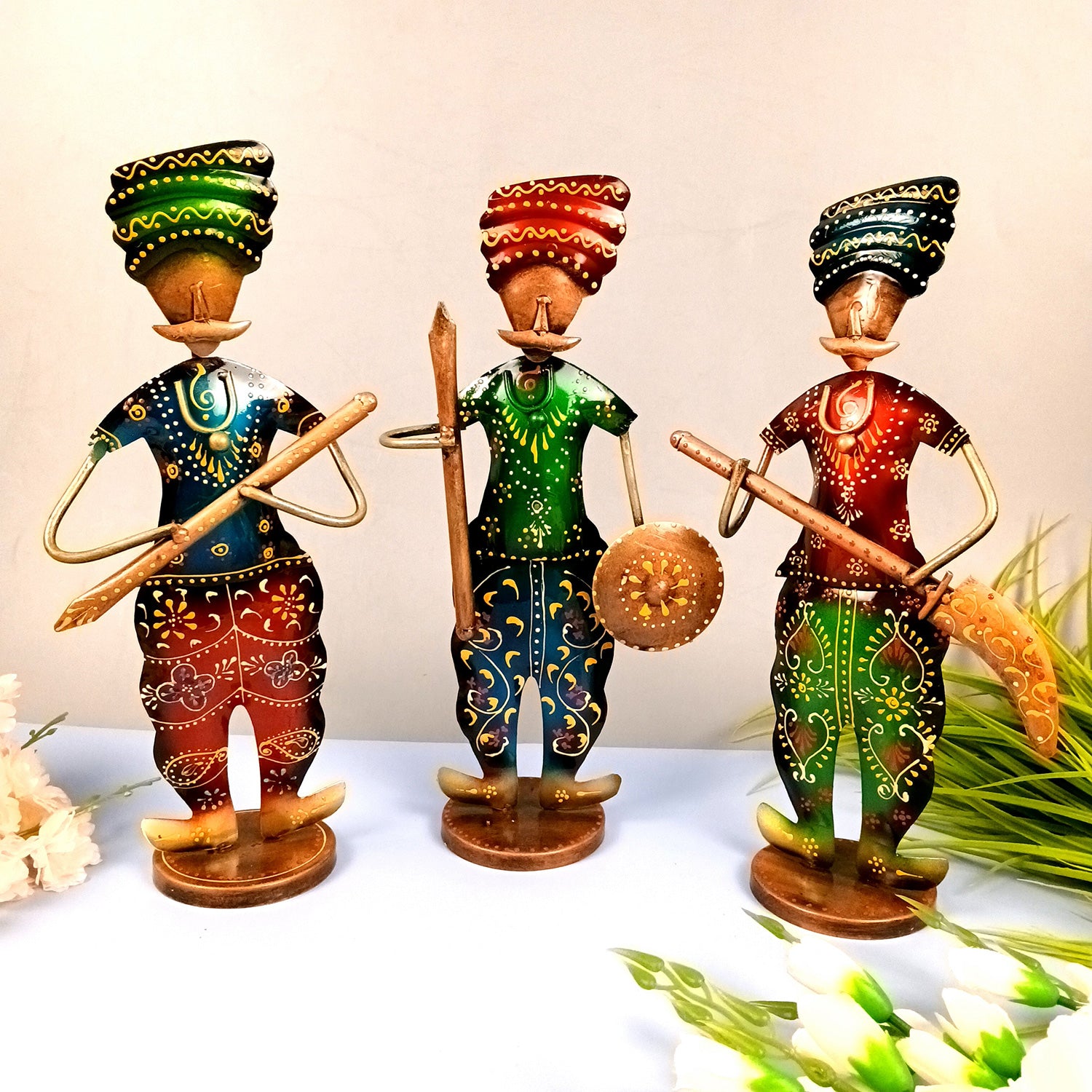 Warrior Showpiece Set | Traditional Men Figurine Idol - for Home, Table, Living Room, TV Unit & Bedroom Office Desk Decor& Gifts - 14 Inch (Pack of 3) - apkamart