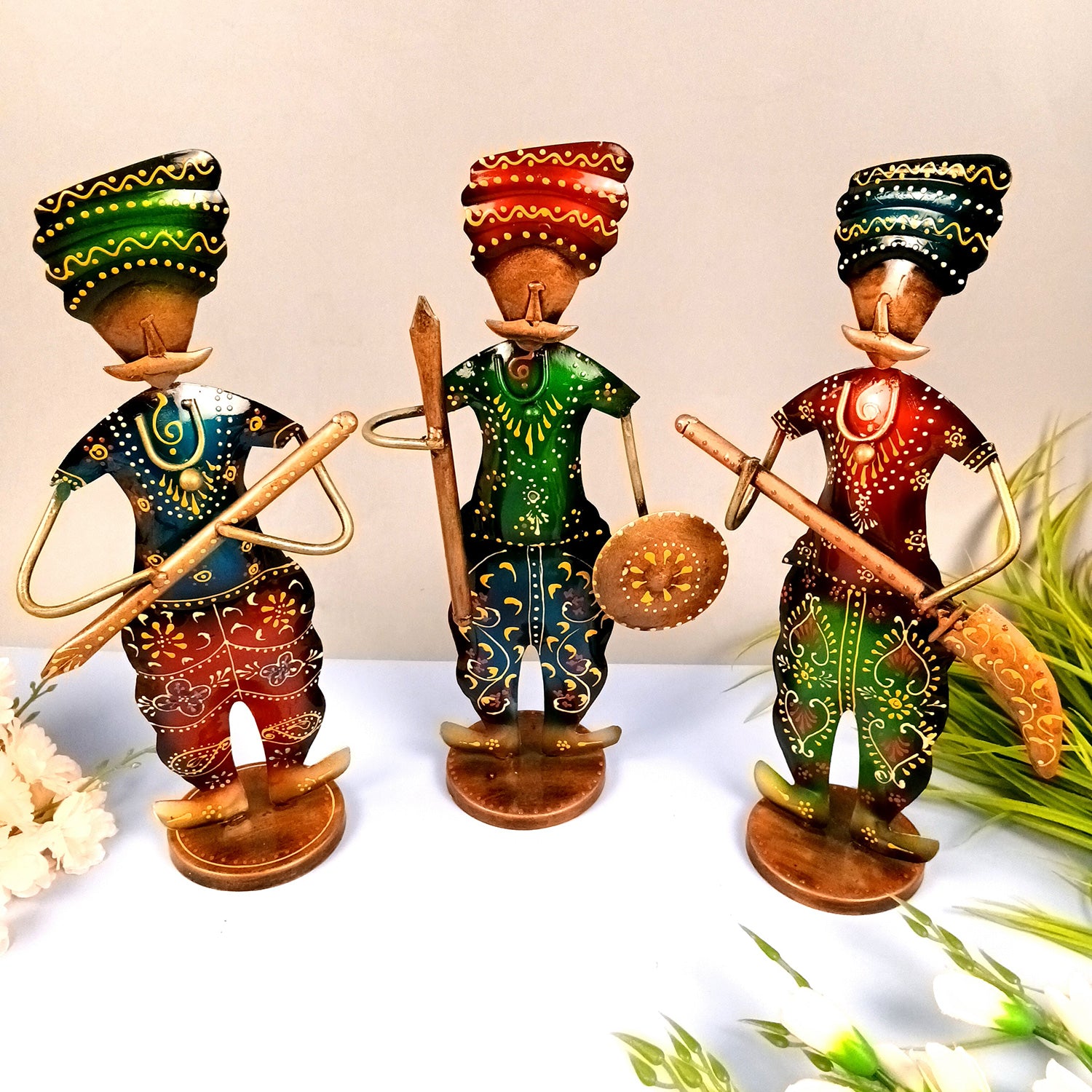 Warrior Showpiece Set | Traditional Men Figurine Idol - for Home, Table, Living Room, TV Unit & Bedroom Office Desk Decor& Gifts - 14 Inch (Pack of 3) - apkamart