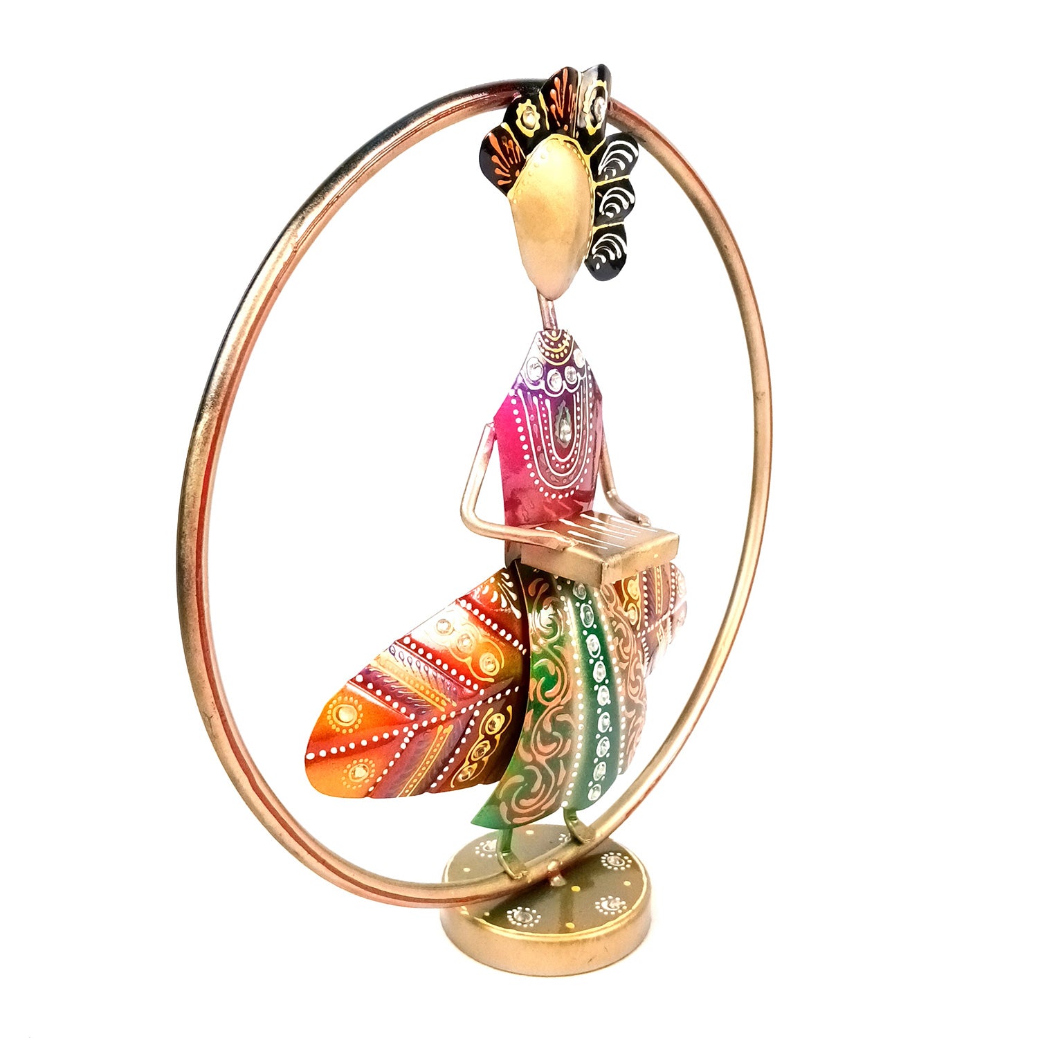 Musician Showpiece In Rings Set | Decorative Figurine With Vibrant Hand Painting - For Home, Table, Living Room & TV Unit, Office Desk & Gifts - 12 Inch - Apkamart