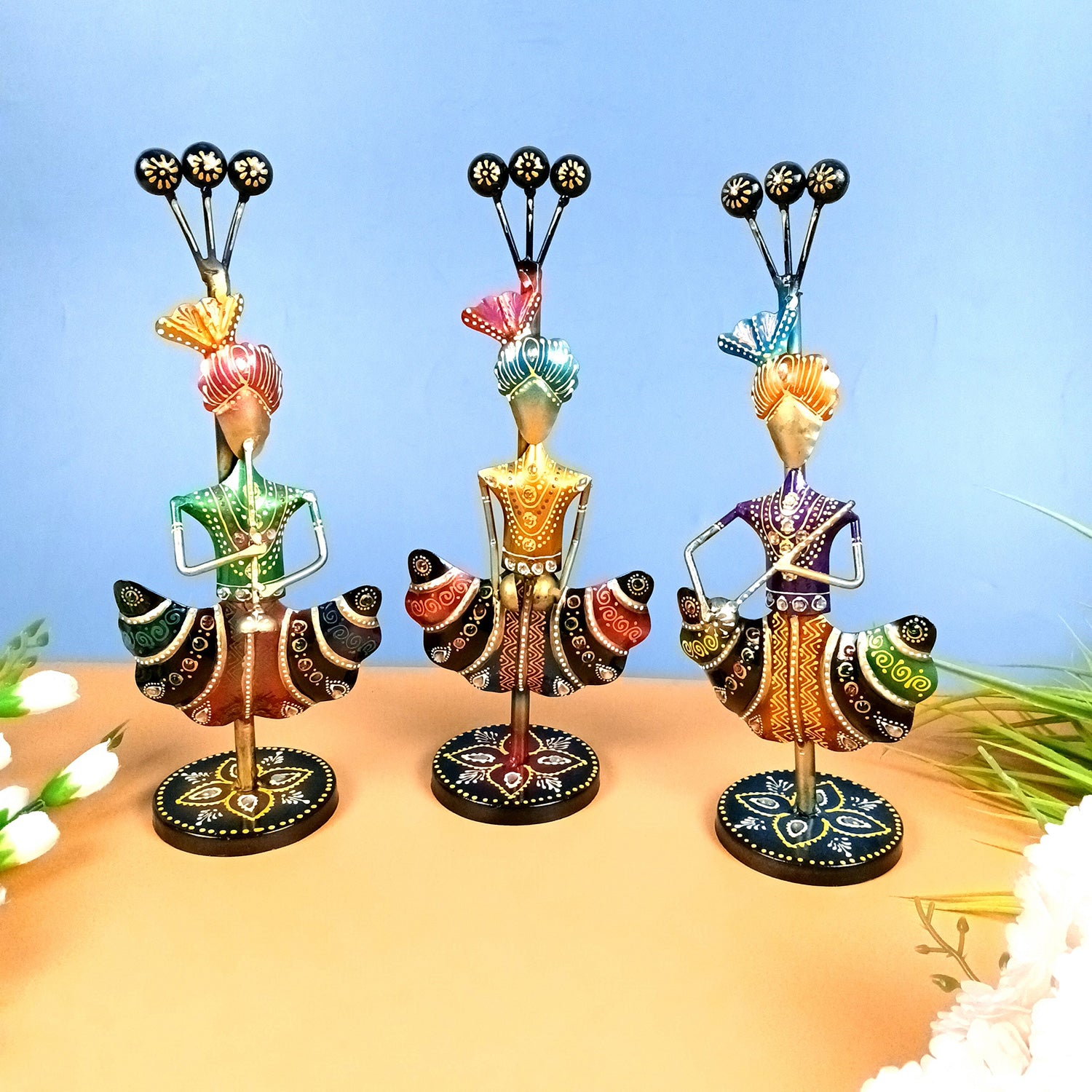 Musician Traditional Showpiece Set | Figurines With Luxurious Finish & Elegant Stone Work - for Home, Bedroom, Living Room, Office, Table Decor & Gifts -13 Inch - Apkamart