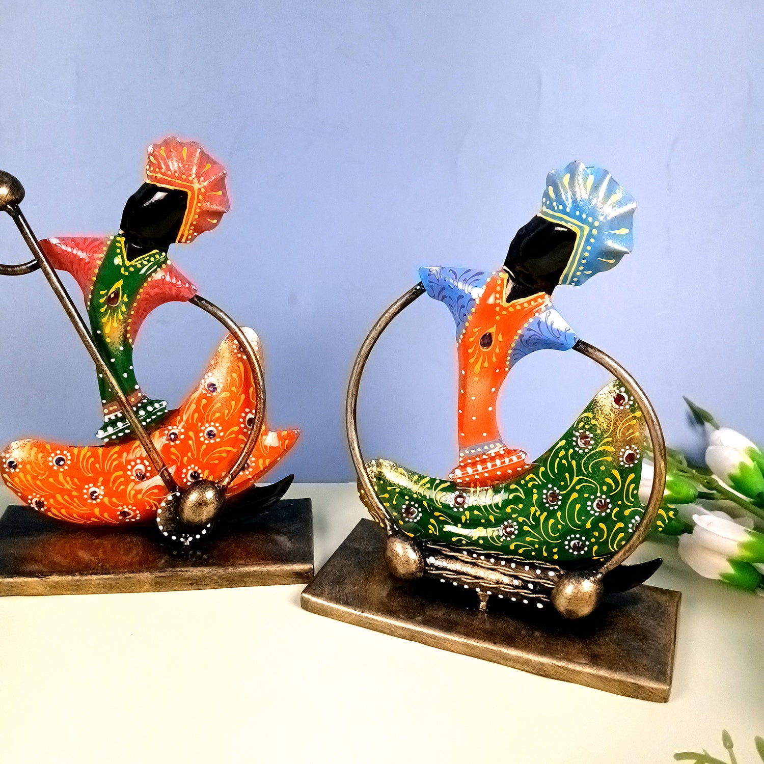 Rajasthani Musician Showpiece Set | Figurines with Luxurious Finish & Elegant Stone Work - for Home, Bedroom, Living Room, Office, Table Decor & Gifts - Apkamart #Style_Design 1