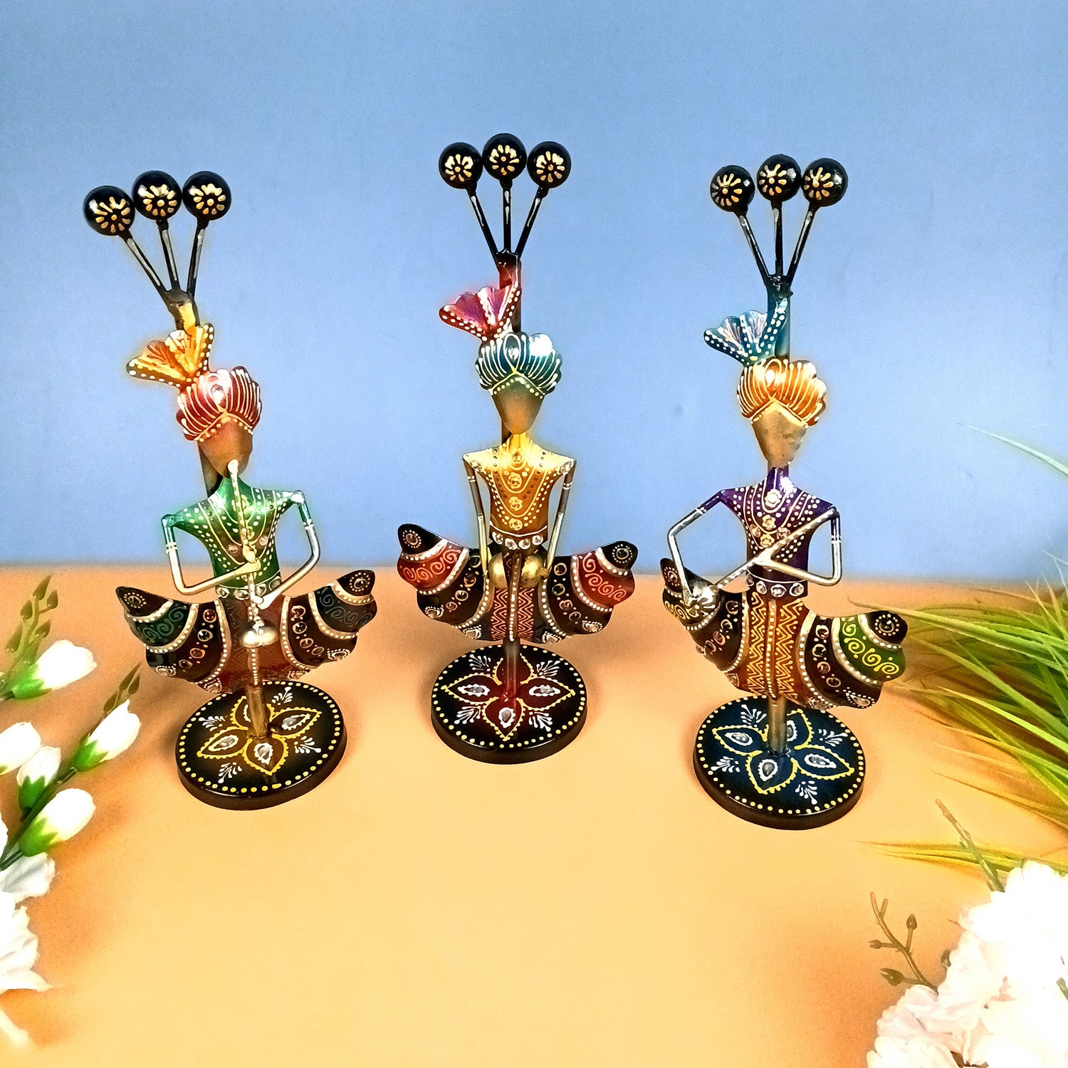 Musician Traditional Showpiece Set | Figurines With Luxurious Finish & Elegant Stone Work - for Home, Bedroom, Living Room, Office, Table Decor & Gifts -13 Inch - Apkamart