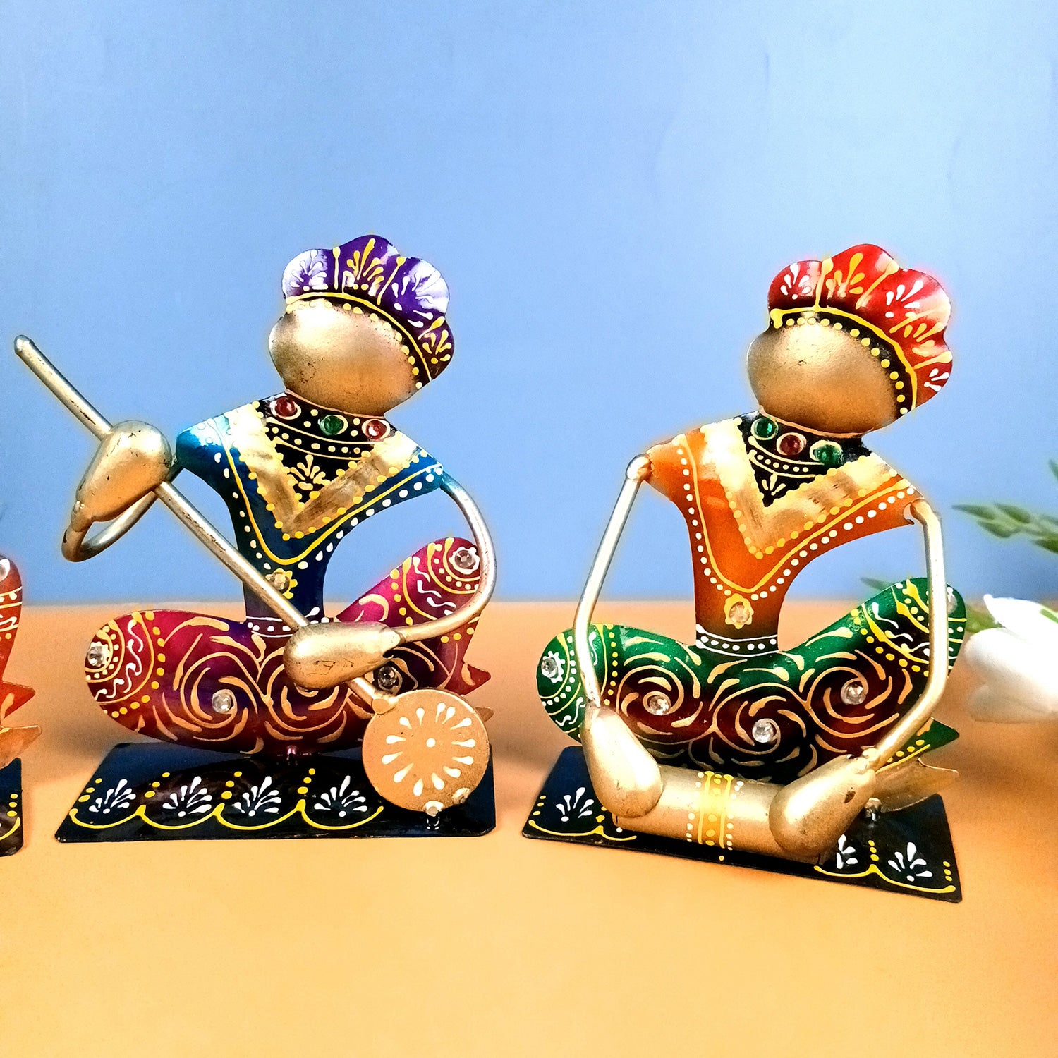 Musician Showpiece Set | Figurines With Luxurious Finish & Elegant Kundan Work - for Home, Bedroom, Living Room, Office, Table Decor & Gifts - Apkamart