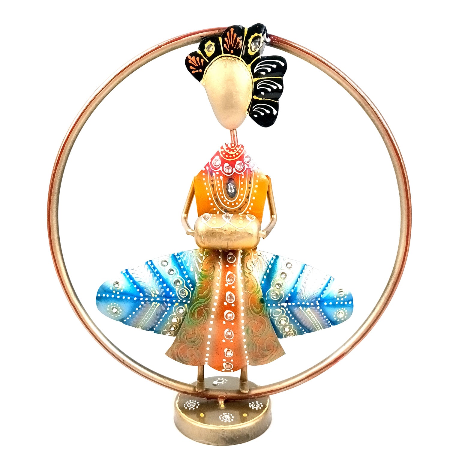 Musician Showpiece In Rings Set | Decorative Figurine With Vibrant Hand Painting - For Home, Table, Living Room & TV Unit, Office Desk & Gifts - 12 Inch - Apkamart