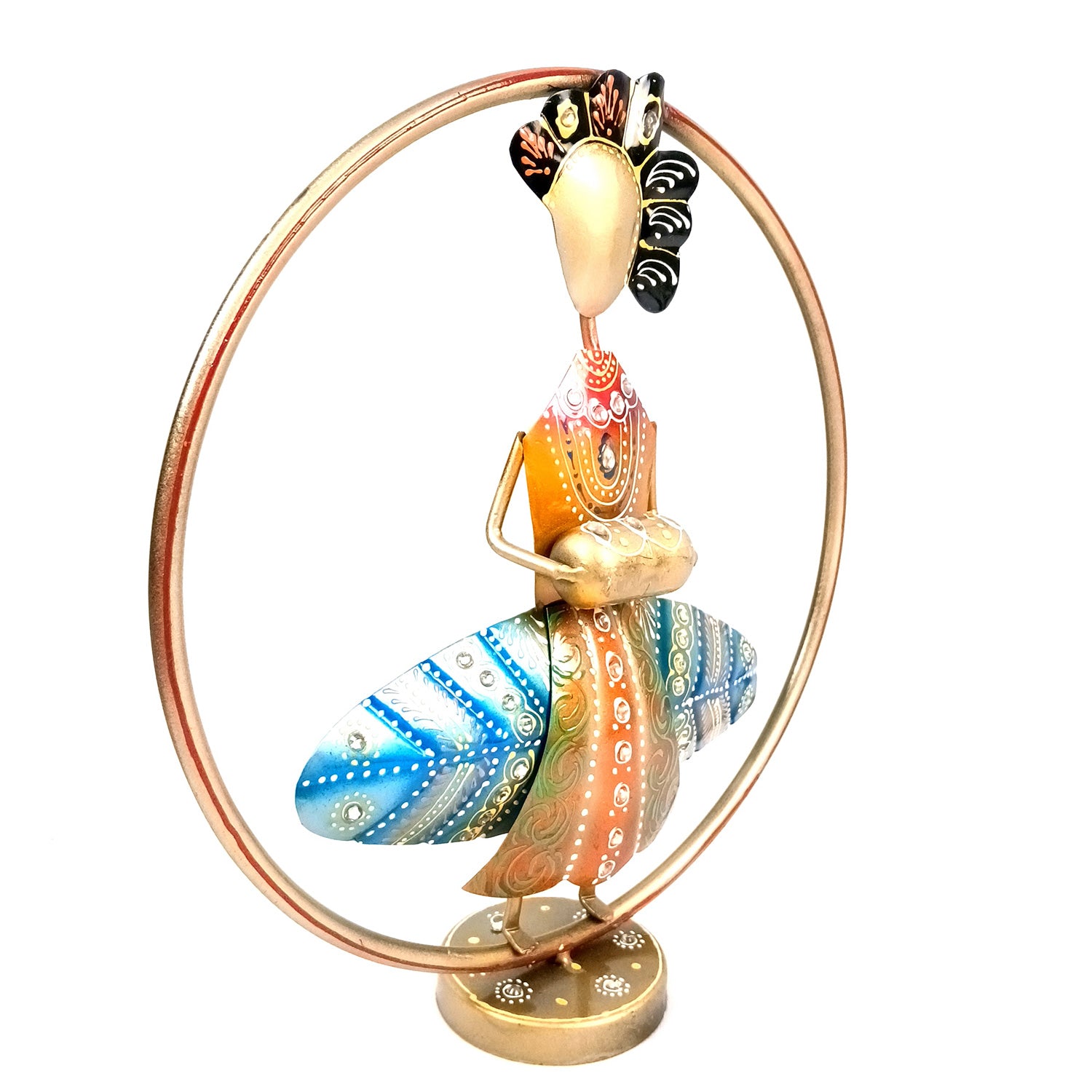 Musician Showpiece In Rings Set | Decorative Figurine With Vibrant Hand Painting - For Home, Table, Living Room & TV Unit, Office Desk & Gifts - 12 Inch - Apkamart