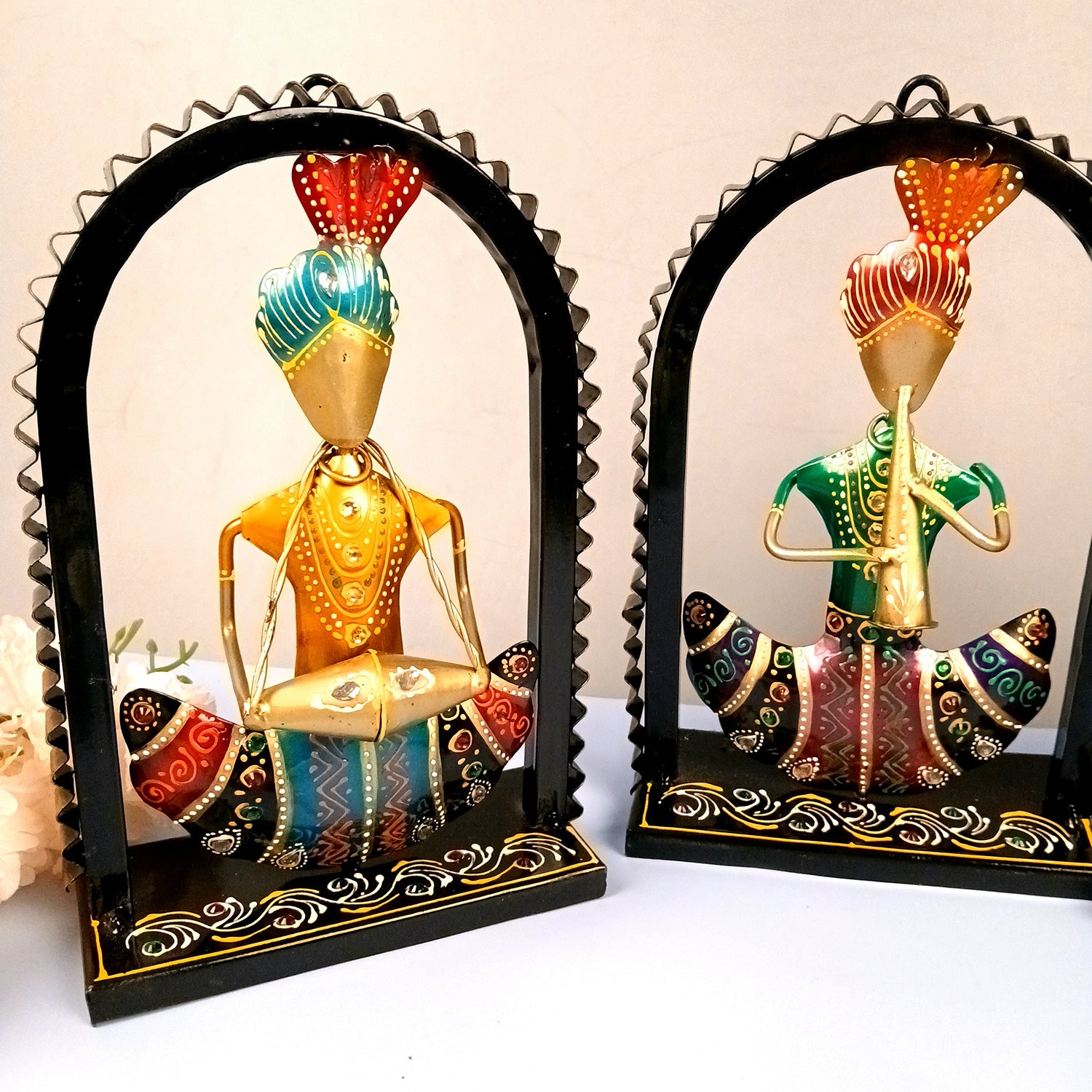 Wall Hanging Musician Design | Wall Mount Showpiece | Metal Wall Art - For Home, Living Room, Bedroom, Hall, Entrance Decor | Housewarming & Wedding Gift - 10 Inch (Pack of 3) - Apkamart