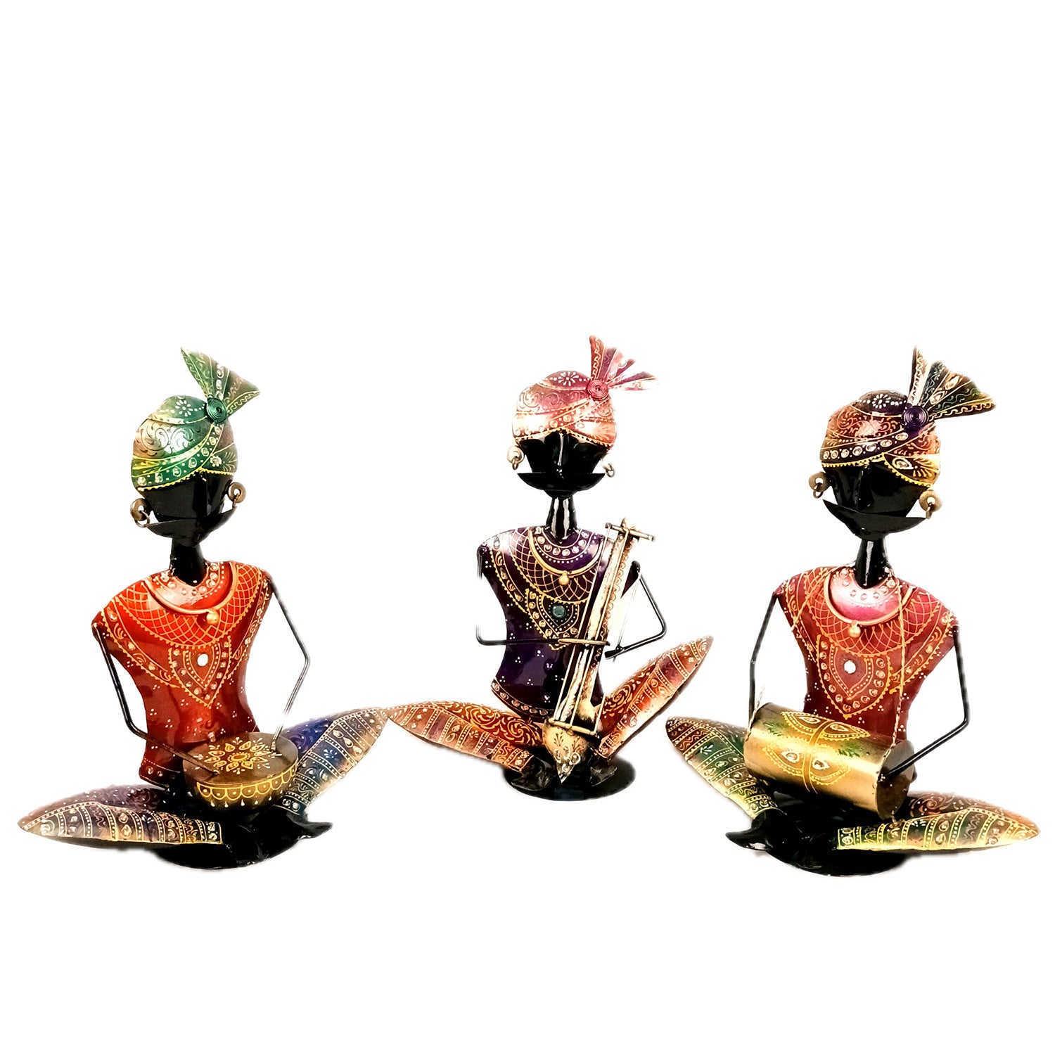 Musician Figurine Showpiece Set | Folk Musicians Artifacts - for Home, Table, Living Room, TV Unit & Bedroom Office Desk Decor& Gifts - 16 Inch (Pack of 3) - Apkamart