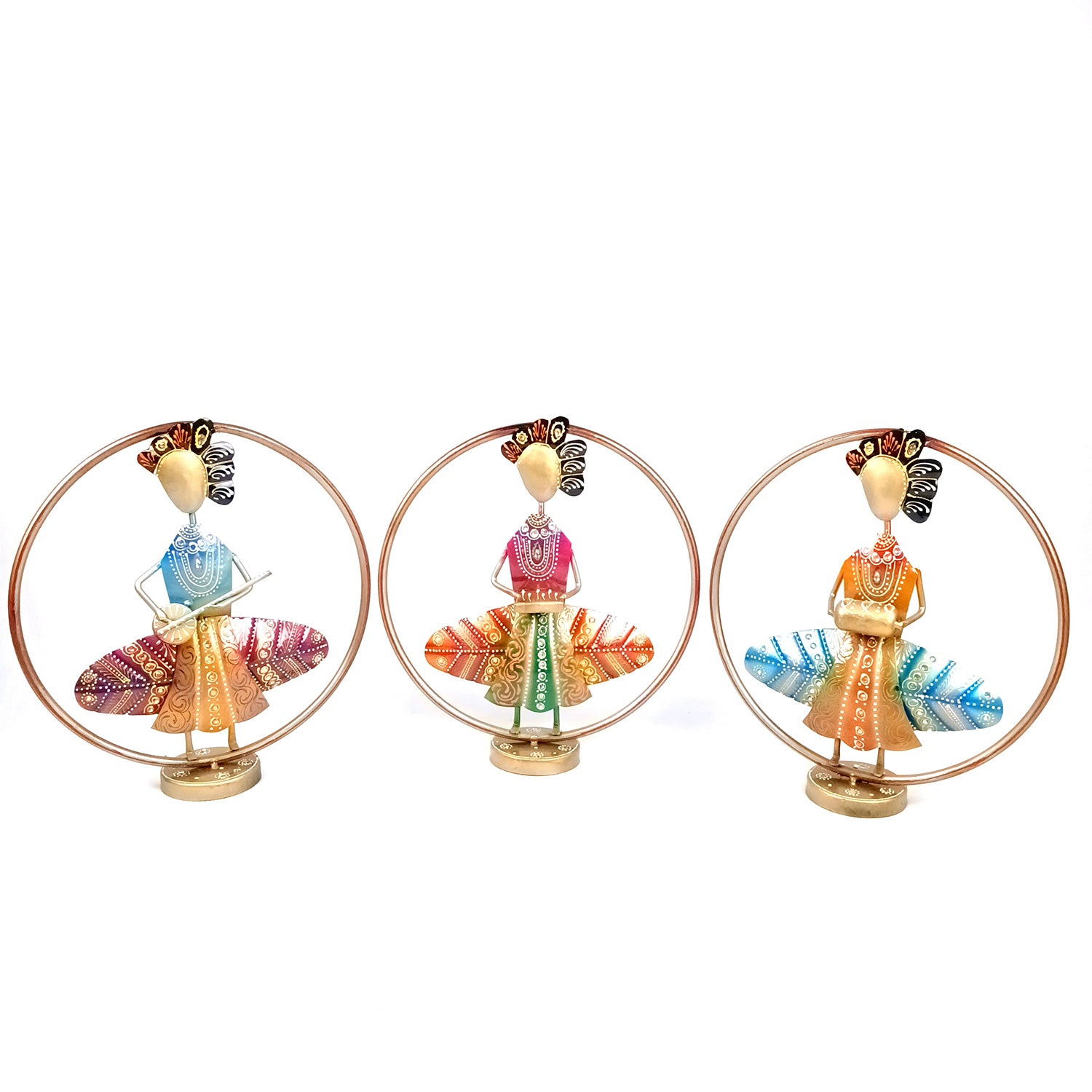 Musician Showpiece In Rings Set | Decorative Figurine With Vibrant Hand Painting - For Home, Table, Living Room & TV Unit, Office Desk & Gifts - 12 Inch - Apkamart