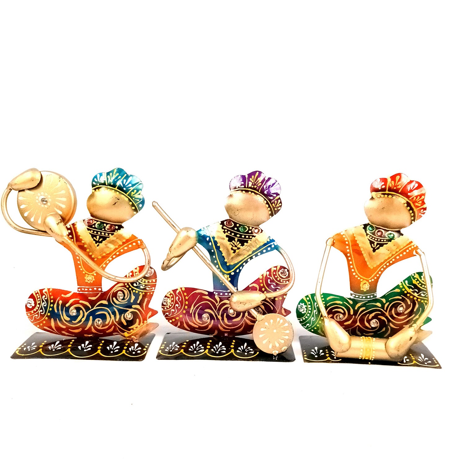 Musician Showpiece Set | Figurines With Luxurious Finish & Elegant Kundan Work - for Home, Bedroom, Living Room, Office, Table Decor & Gifts - Apkamart