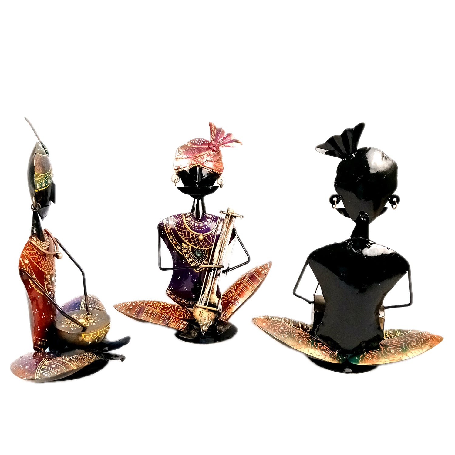 Musician Figurine Showpiece Set | Folk Musicians Artifacts - for Home, Table, Living Room, TV Unit & Bedroom Office Desk Decor& Gifts - 16 Inch (Pack of 3) - Apkamart