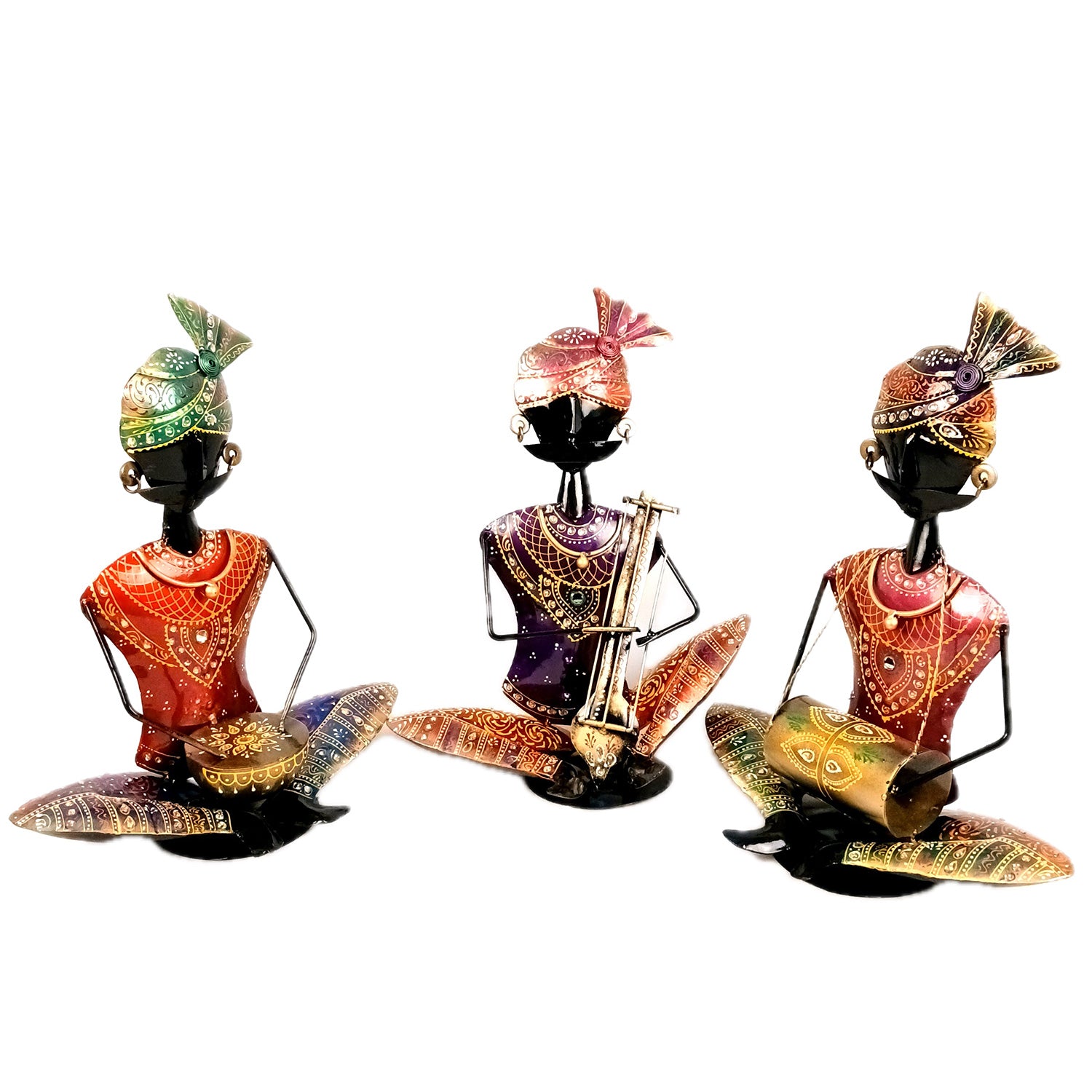 Musician Figurine Showpiece Set | Folk Musicians Artifacts - for Home, Table, Living Room, TV Unit & Bedroom Office Desk Decor& Gifts - 16 Inch (Pack of 3) - Apkamart