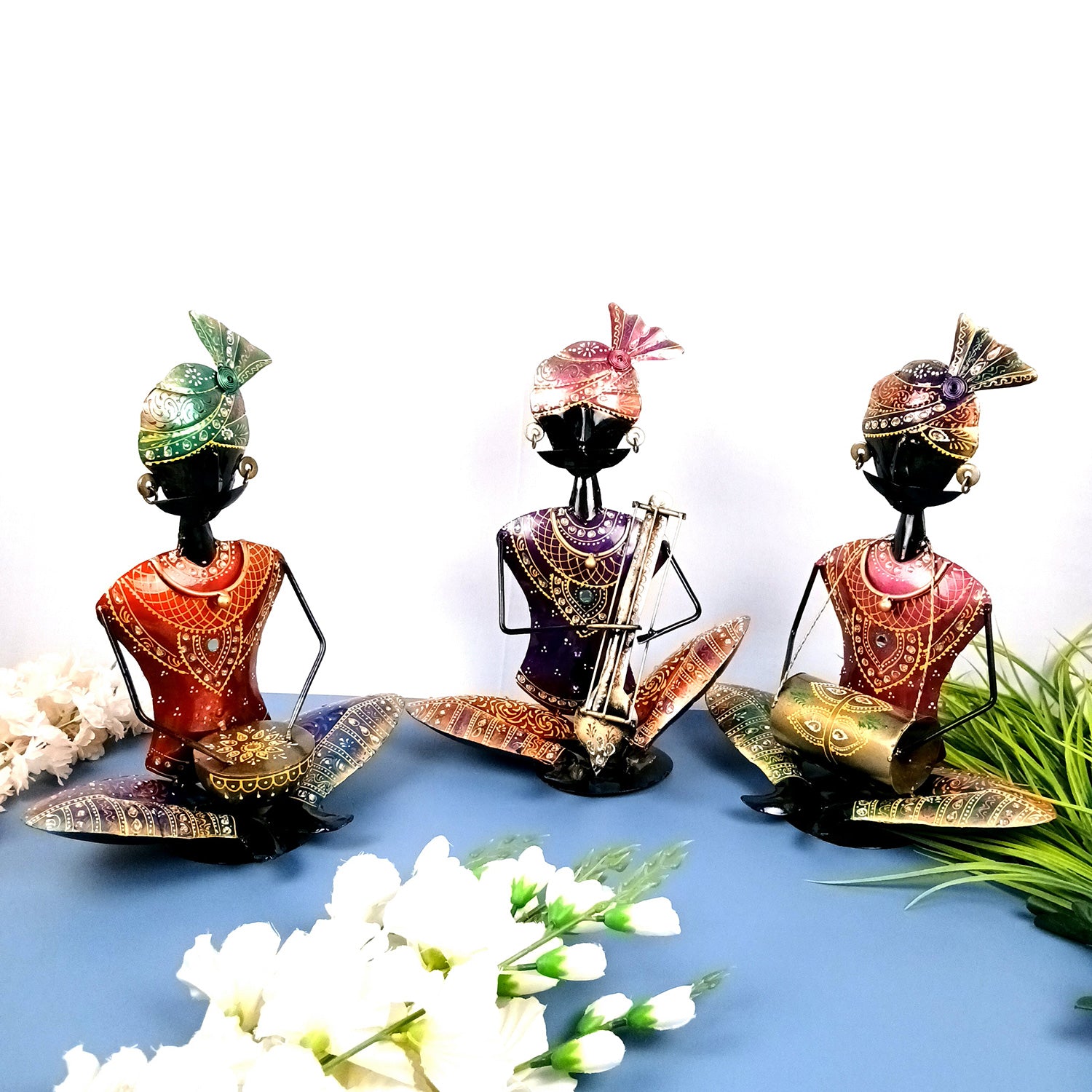 Musician Figurine Showpiece Set | Folk Musicians Artifacts - for Home, Table, Living Room, TV Unit & Bedroom Office Desk Decor& Gifts - 16 Inch (Pack of 3) - Apkamart