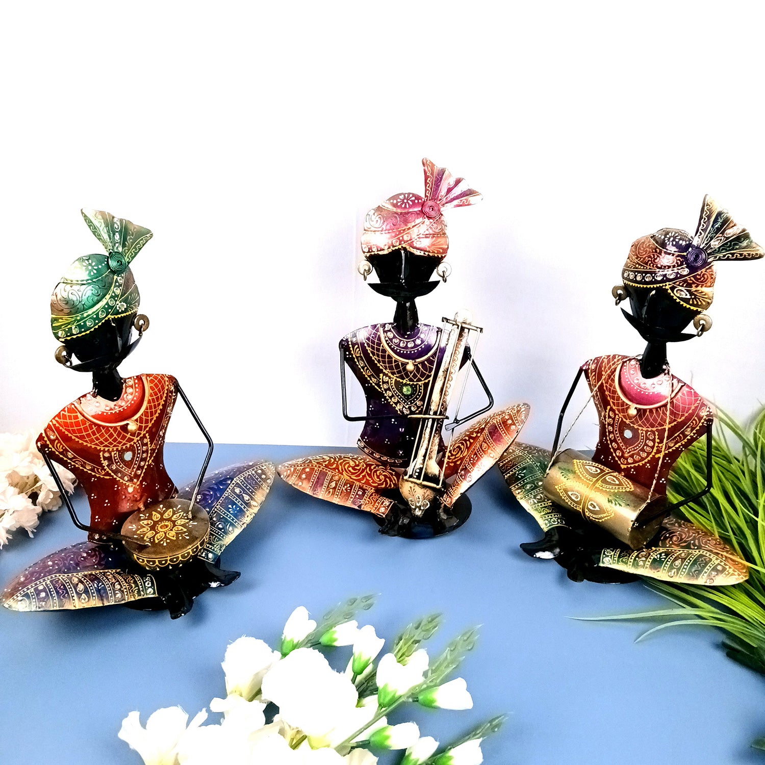 Musician Figurine Showpiece Set | Folk Musicians Artifacts - for Home, Table, Living Room, TV Unit & Bedroom Office Desk Decor& Gifts - 16 Inch (Pack of 3) - Apkamart