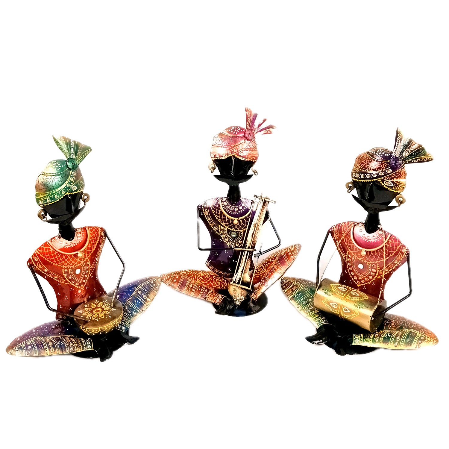 Musician Figurine Showpiece Set | Folk Musicians Artifacts - for Home, Table, Living Room, TV Unit & Bedroom Office Desk Decor& Gifts - 16 Inch (Pack of 3) - Apkamart