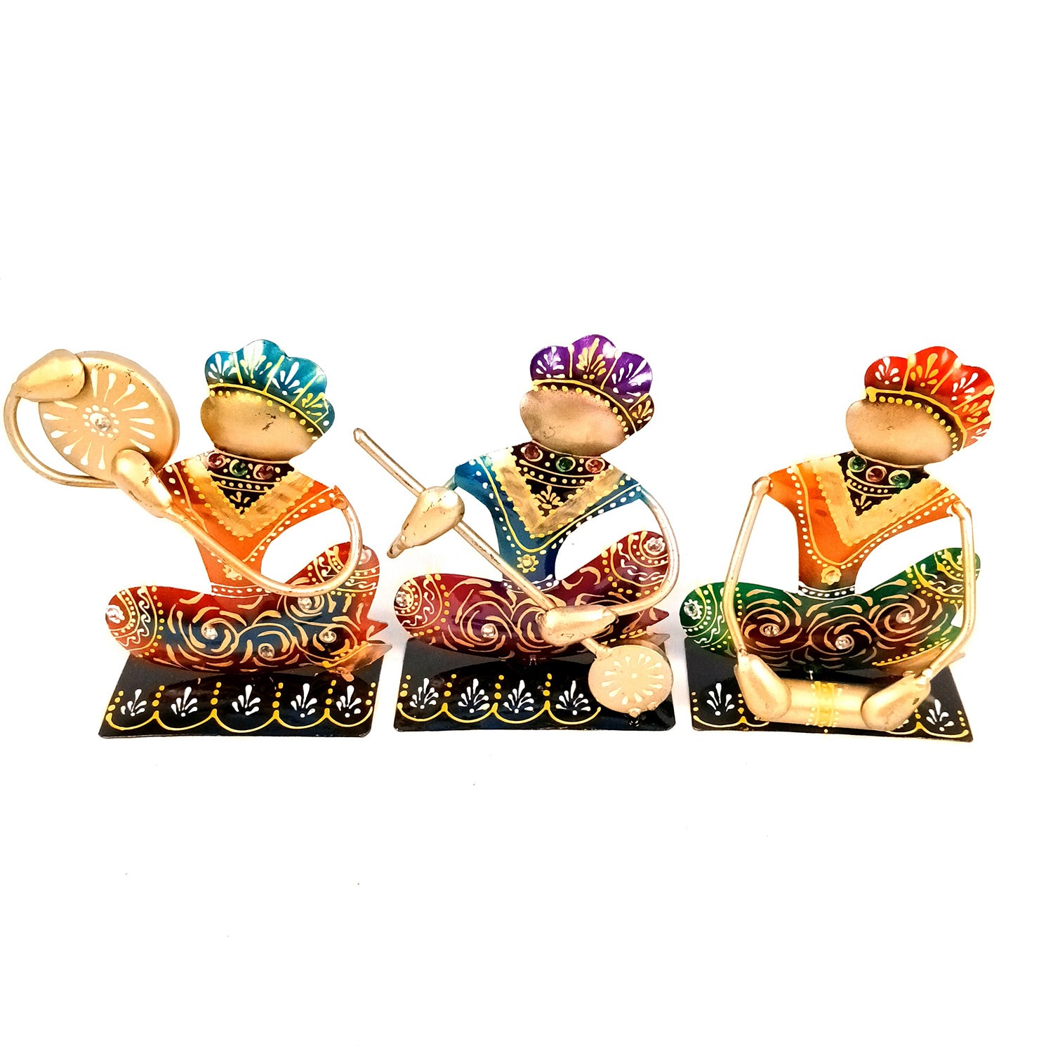 Musician Showpiece Set | Figurines With Luxurious Finish & Elegant Kundan Work - for Home, Bedroom, Living Room, Office, Table Decor & Gifts - Apkamart