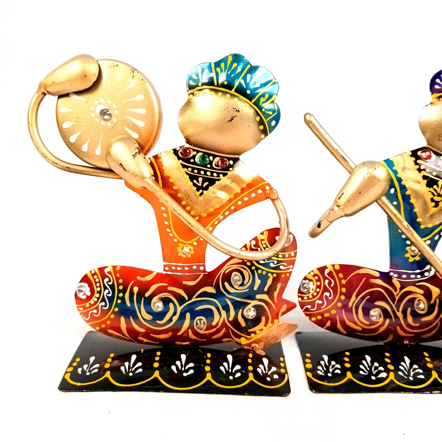 Musician Showpiece Set | Figurines With Luxurious Finish & Elegant Kundan Work - for Home, Bedroom, Living Room, Office, Table Decor & Gifts - Apkamart